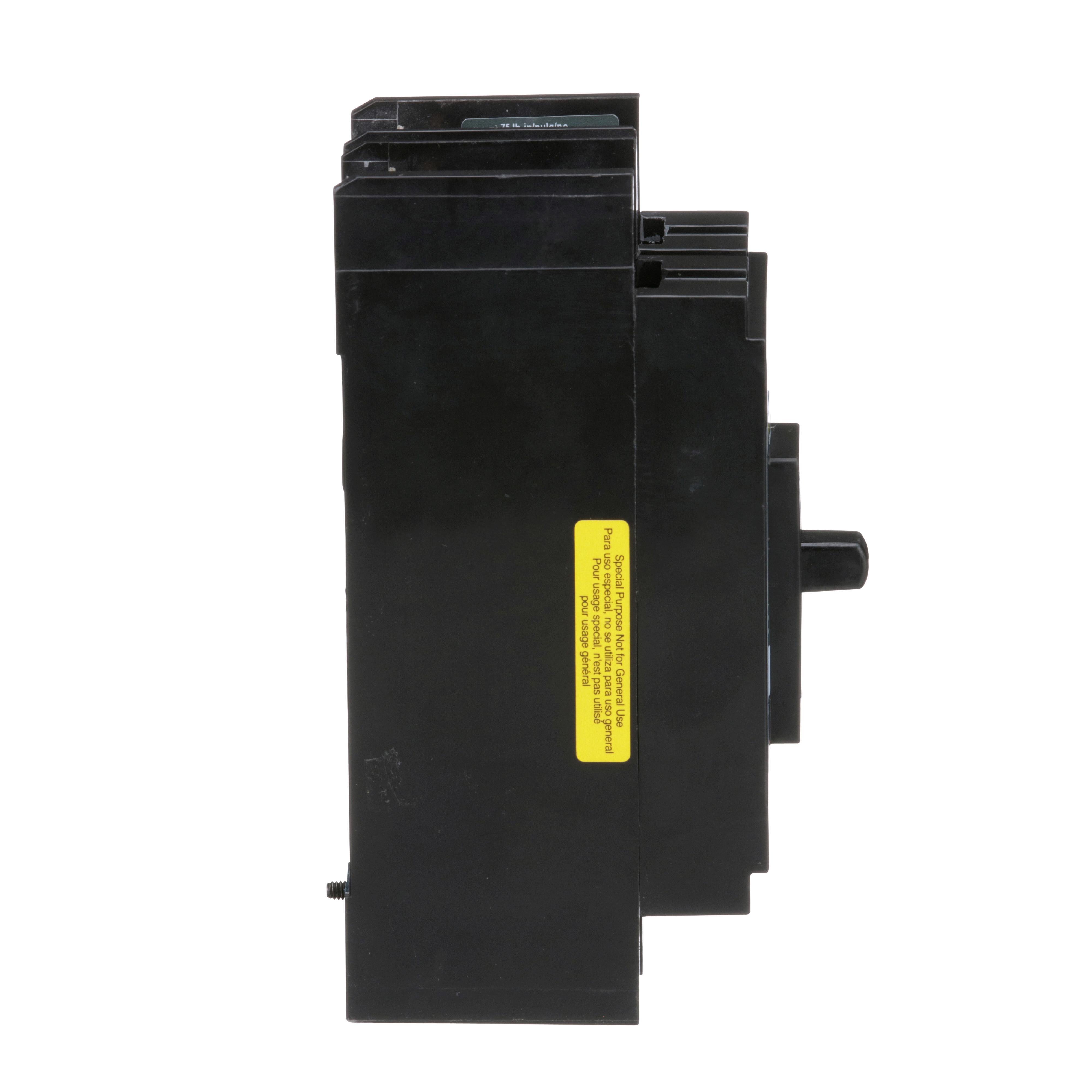 Picture of QBP22100TM - Circuit breaker, PowerPacT Q, 100A, 2 pole, 240VAC, 10kA, lugs, thermal magnetic, 80%, bottom of panel
