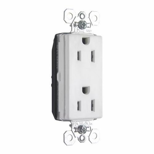 PTTR26262-W - PlugTail® 15A 125V Spec-Grade Tamper-Resistant Decorator Duplex Receptacle, White