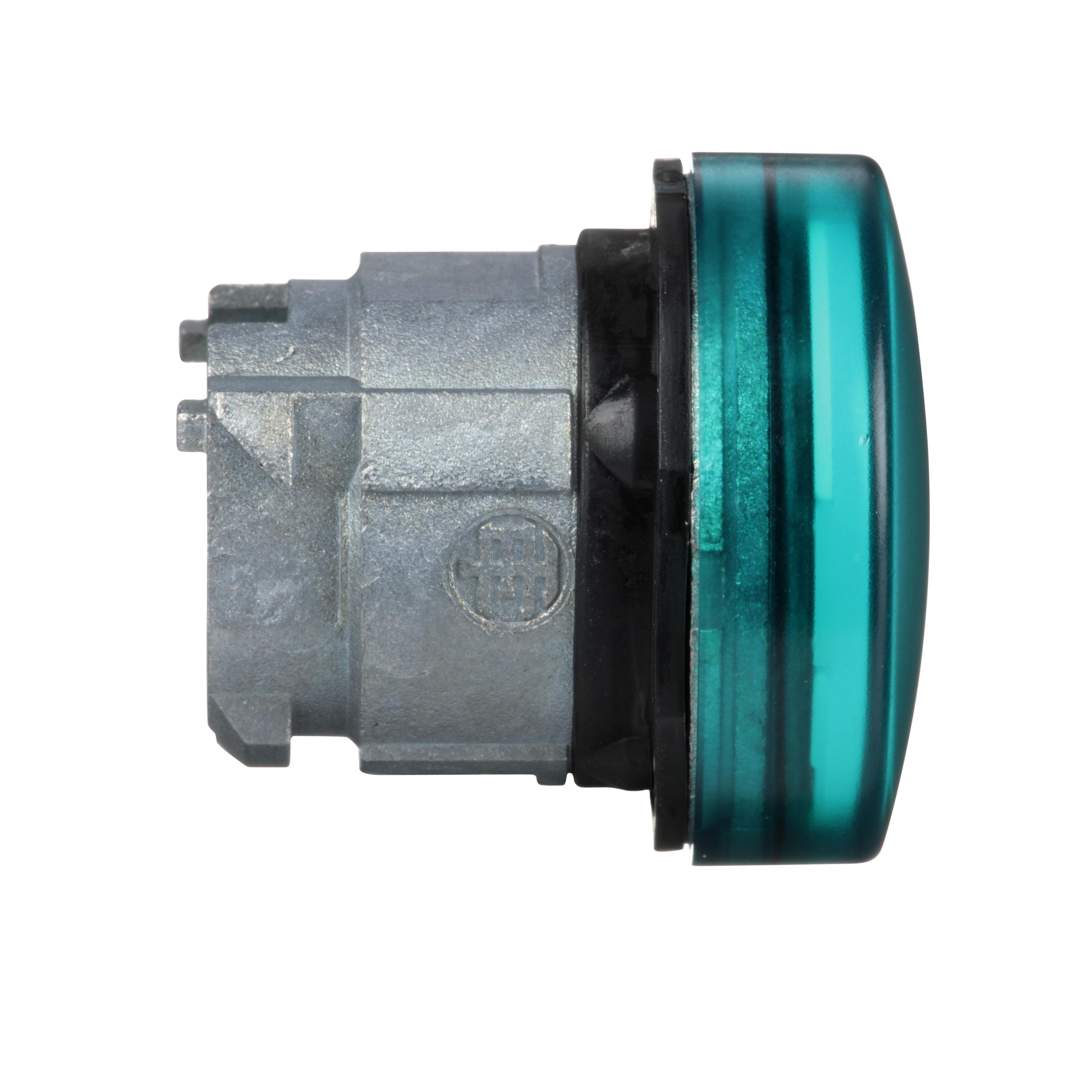 Picture of ZB4BV033 - Head for pilot light, Harmony XB4, metal, green, 22mm, universal LED, plain lens