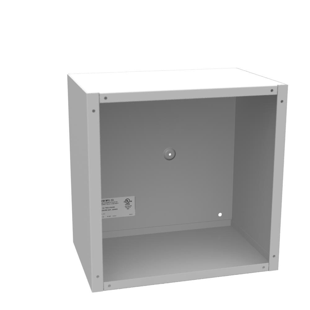 12128-SC1-NK - 12x8x12 Screw Cover Type 1 UL Listed Steel No Knockouts ANSI 61 Gray Cover With Teardrop Slots Mounting Holes In Back