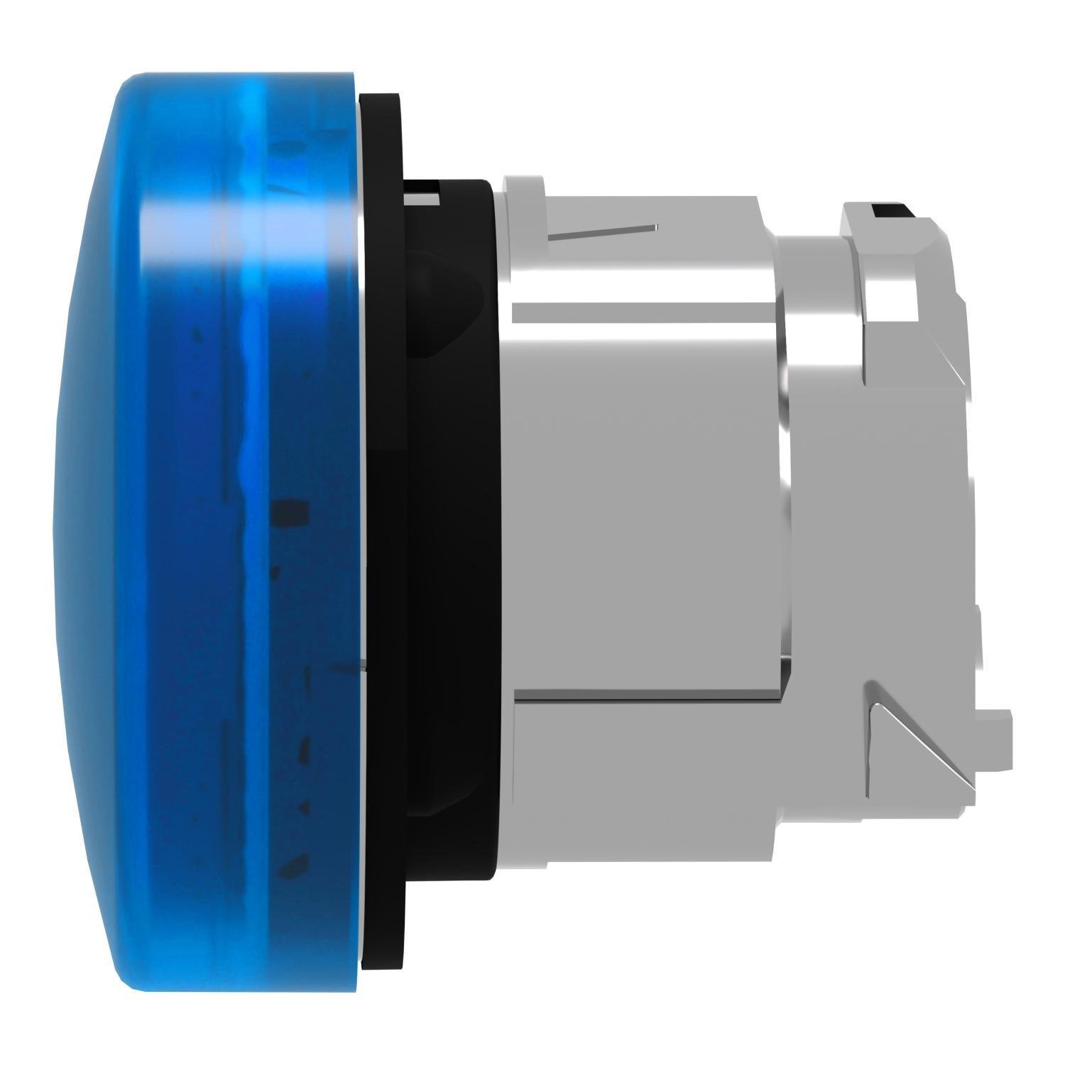 Picture of ZB4BV063 - Head for pilot light, Harmony XB4, metal, blue, 22mm, universal LED, plain lens