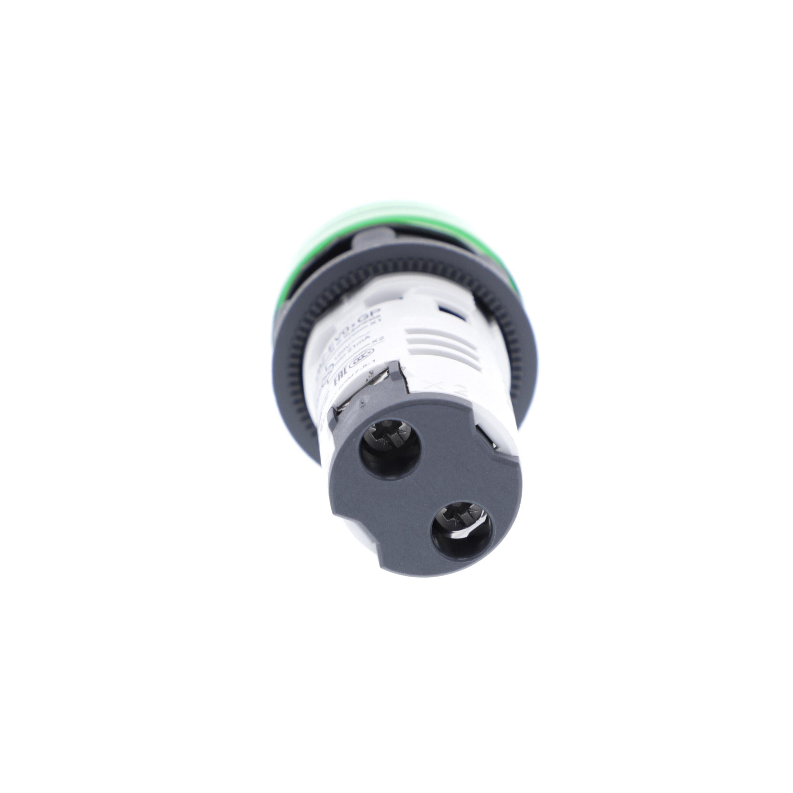 Picture of XB7EV03GP - Monolithic pilot light, Harmony XB7, plastic, green, 22mm, integral LED, 110...120V AC