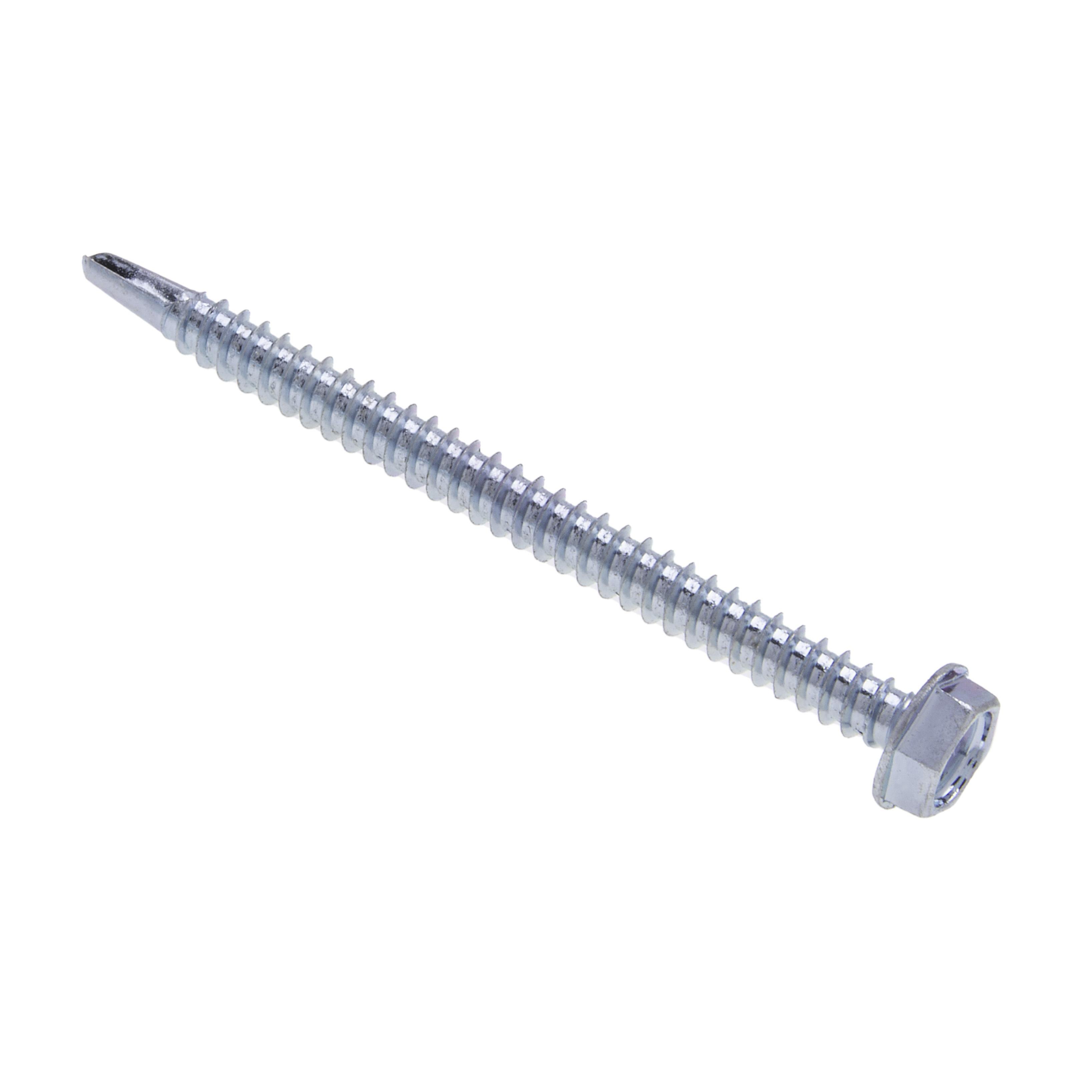 10 x 1 in. 5/16 Indented Hex Head Self-Drilling & Tapping Screws with Washer - #3 Drill Point - Steel Zinc - 100qty
