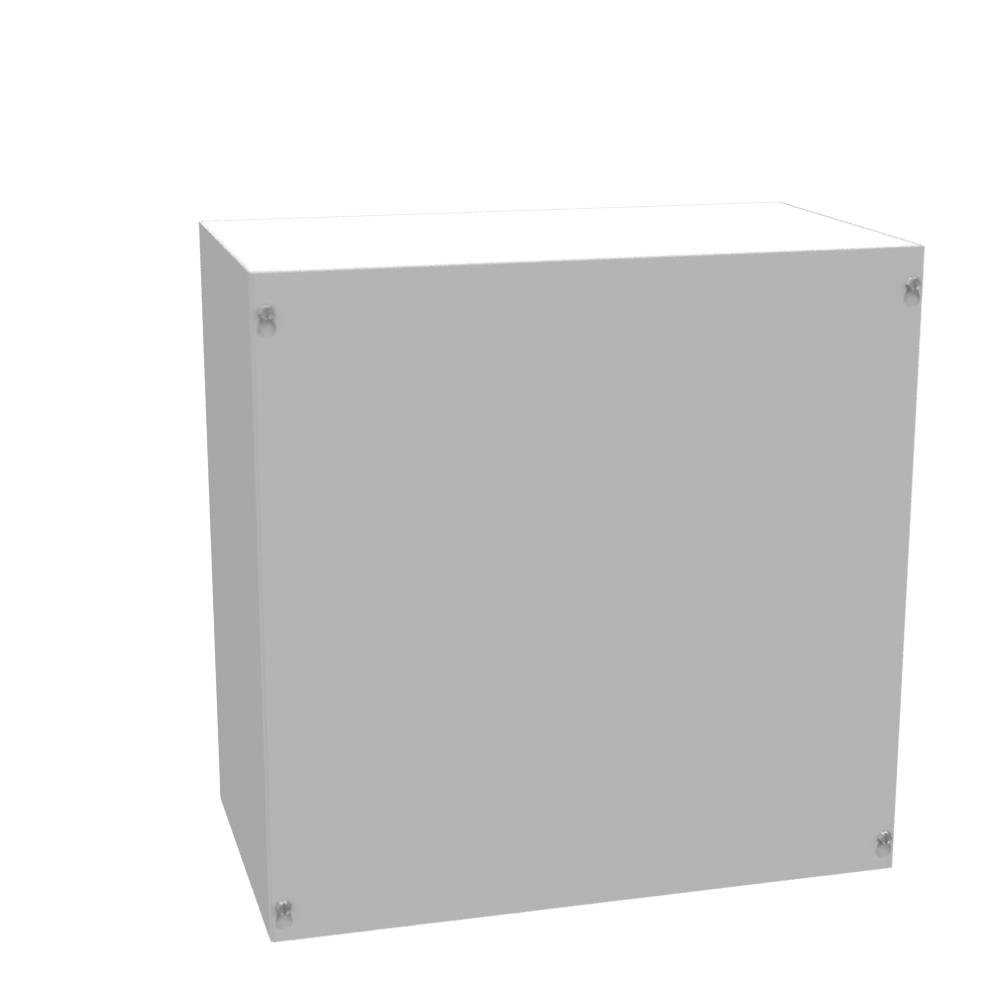 Picture of 181810-SC1-NK - 18x10x18 Screw Cover Type 1 UL Listed Steel No Knockouts ANSI 61 Gray Cover With Teardrop Slots Mounting Holes In Back