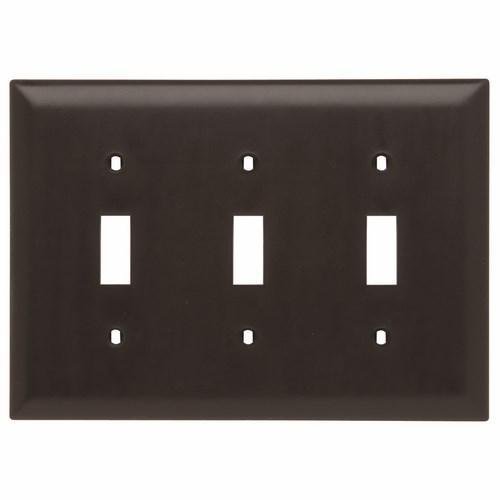 TP3 - TradeMaster® 3-Gang Nylon Wall Plate, 3 Toggle Switch Openings, Brown