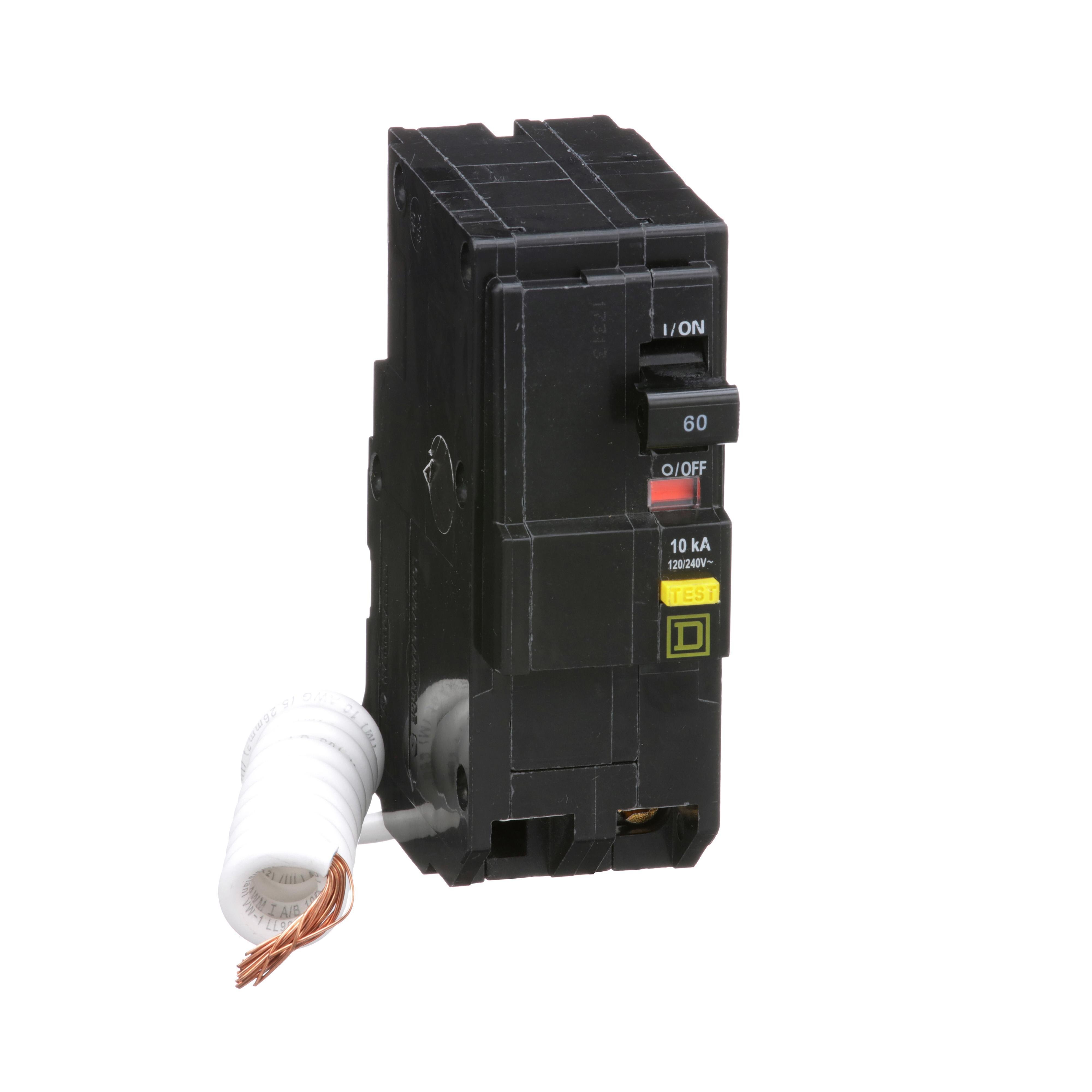 QO260GFI - [TAA] Mini circuit breaker, QO, 60A, 2 pole, 120/240VAC, 10kA, plug in, 6mA grd fault A, pigtail