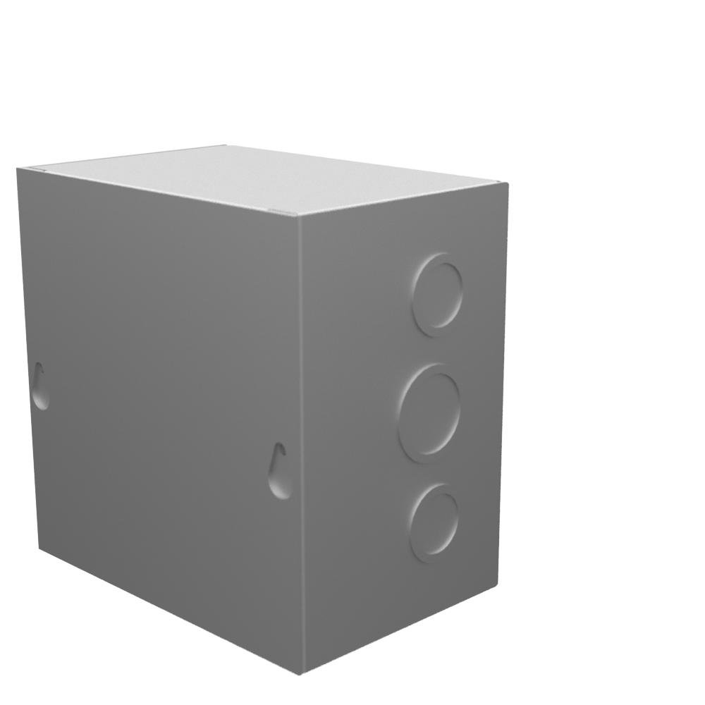 Picture of 664-SC1-NP - 6x4X6 Screw Cover Type 1 UL Listed Steel Knockouts No Paint Cover With Teardrop Slots Mounting Holes In Back