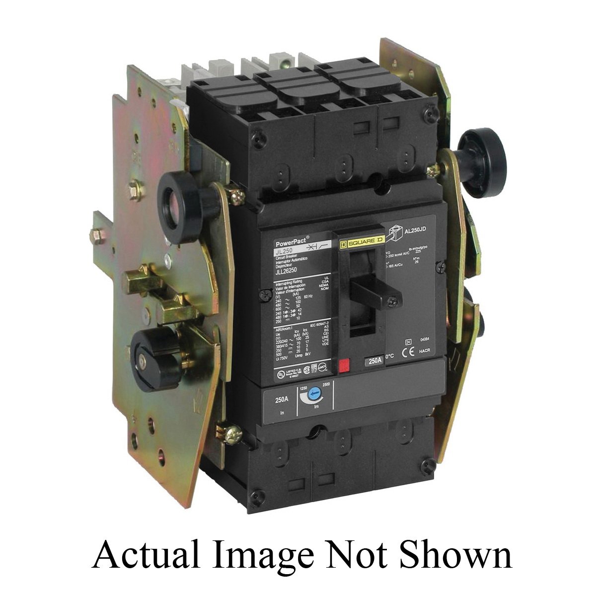 Picture of JDL36200C - Circuit breaker, PowerPacT J, 200A, 3 pole, 600VAC, 14kA, lugs, thermal magnetic, 100%
