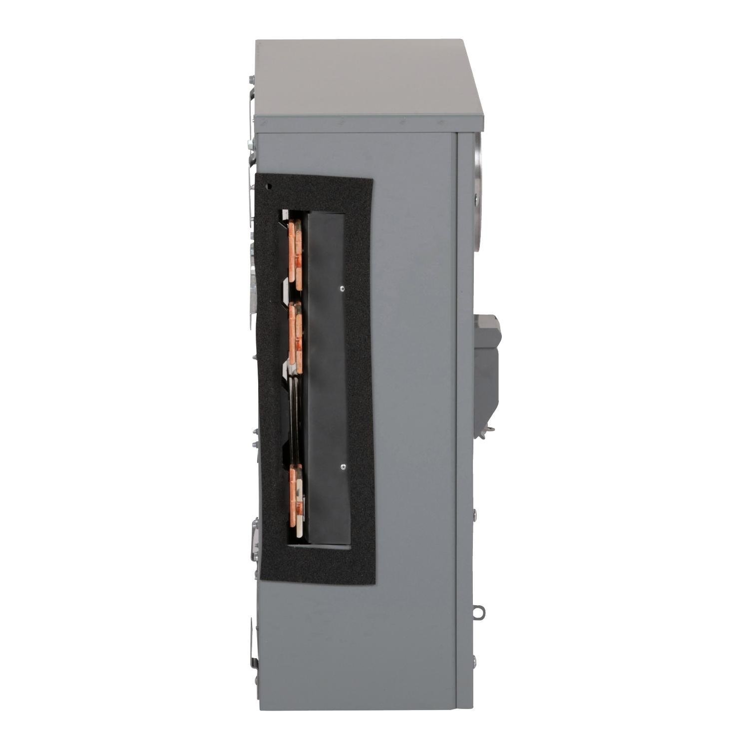 Picture of EZMT111225 - Branch unit, EZ Meter-Pak, 225A, 1 x 5 jaw socket, 120/240VAC, test block bypass, ringed, 1200A Al/Cu busbar