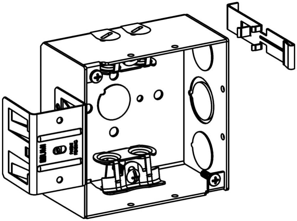 2-1/8" DEEP, 4" SQUARE (4S) DEEP BOX WELDED WITH MC CLAMPS & MS BRACKET