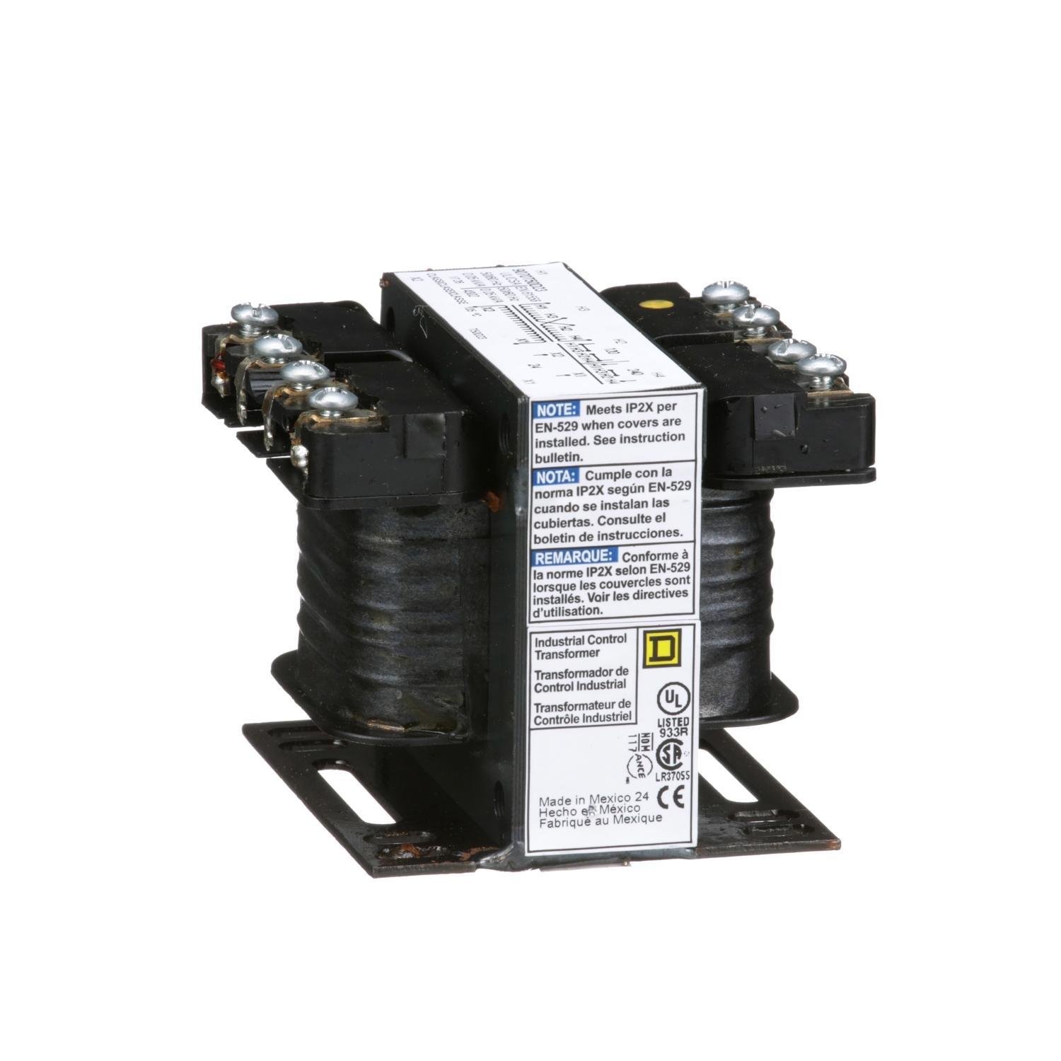 Picture of 9070T50D23 - Transformer, Type T, industrial control, 50VA, 1 phase, 120x240V primary, 24V secondary, 55C rise