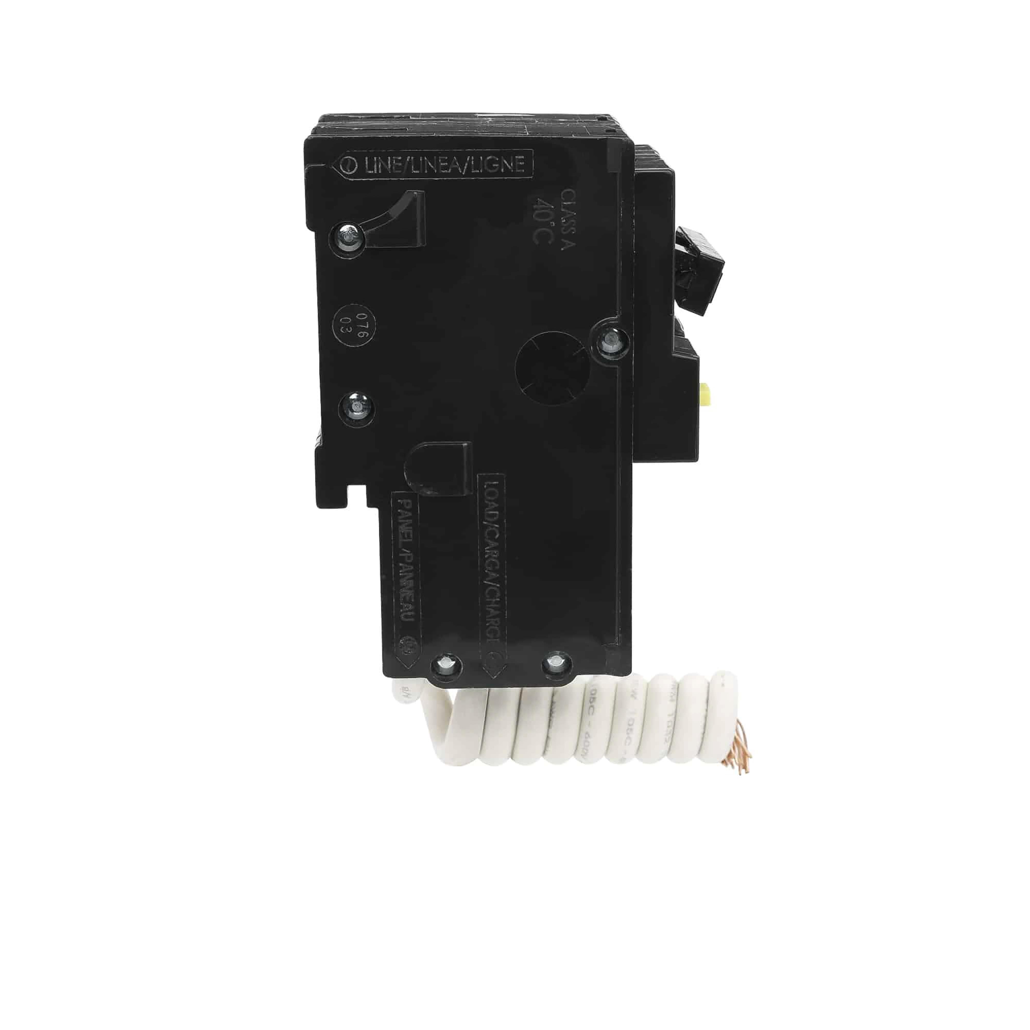 Picture of HOM235GFI - [TAA] Mini circuit breaker, Homeline, 35A, 2 pole, 120/240VAC, 10kA AIR, ground fault class A, plug in, UL