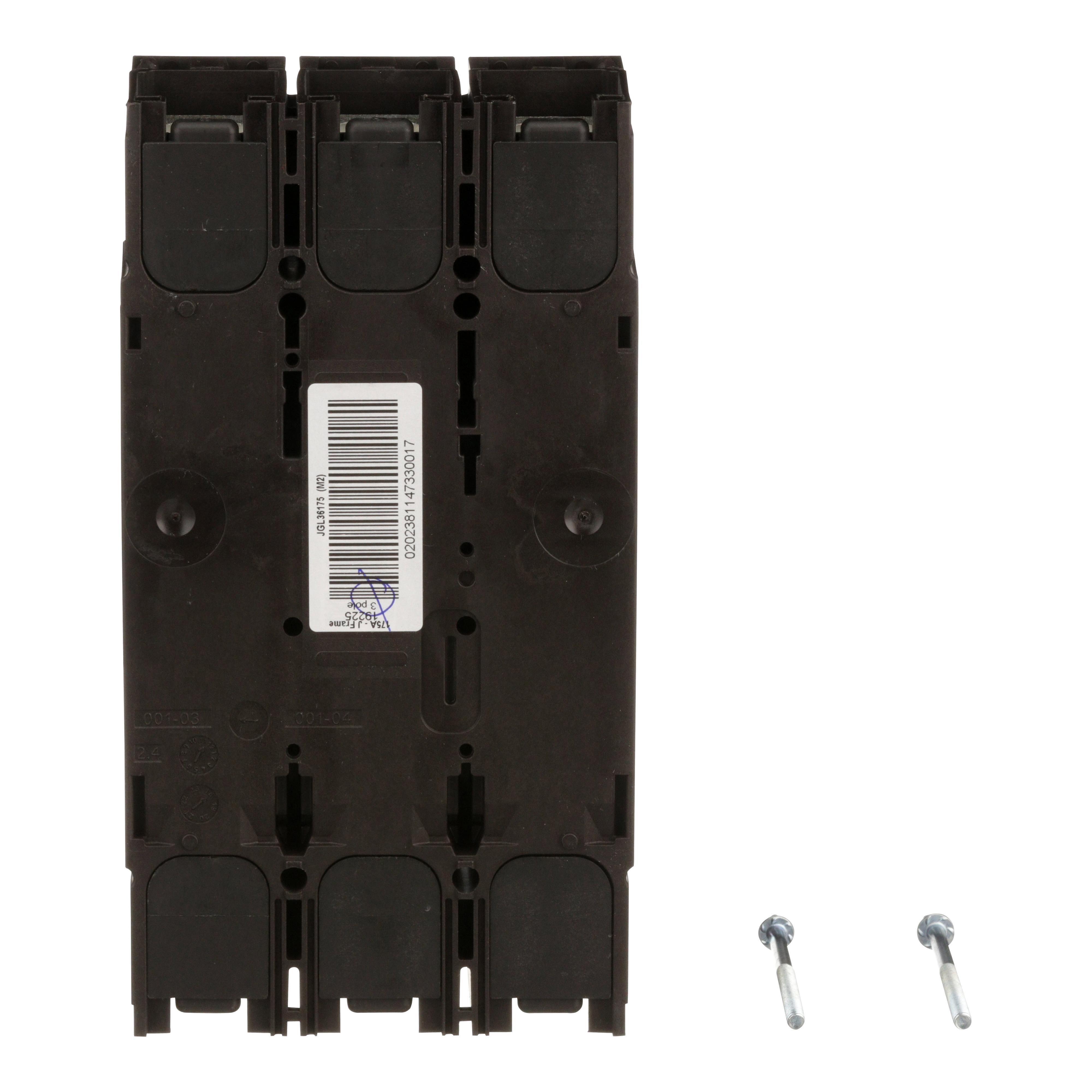 Picture of JGL36175 - Circuit breaker, PowerPacT J, 175A, 3 pole, 600VAC, 18kA, lugs, thermal magnetic, 80%
