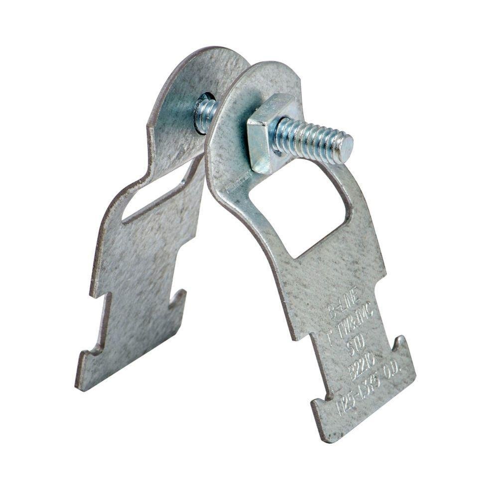 B2209PA-ZN-3/4 - Eaton B-Line series strut pipe clamps and accessories, .0677" height, 2.375" length, 1.25" width, 400 lbs, Steel, Safety factor of 5, Include combination recess, Pipe clamp for thinwall (EMT), Electro-plated zinc