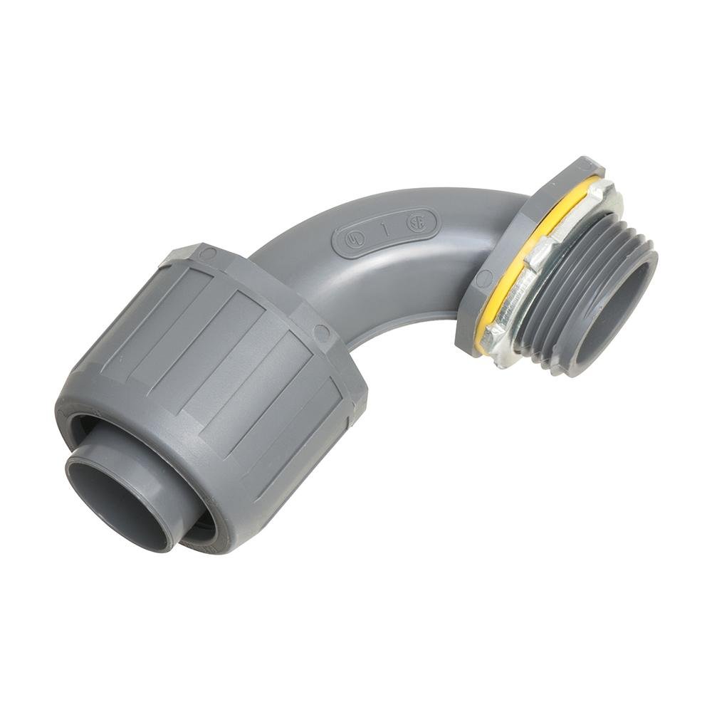 Picture of NMLT9010 - 90 degree Non Metallic snap2it connector for use with non metallic liquid tight conduit type B only. Push on installation. 1" Trade Size.
