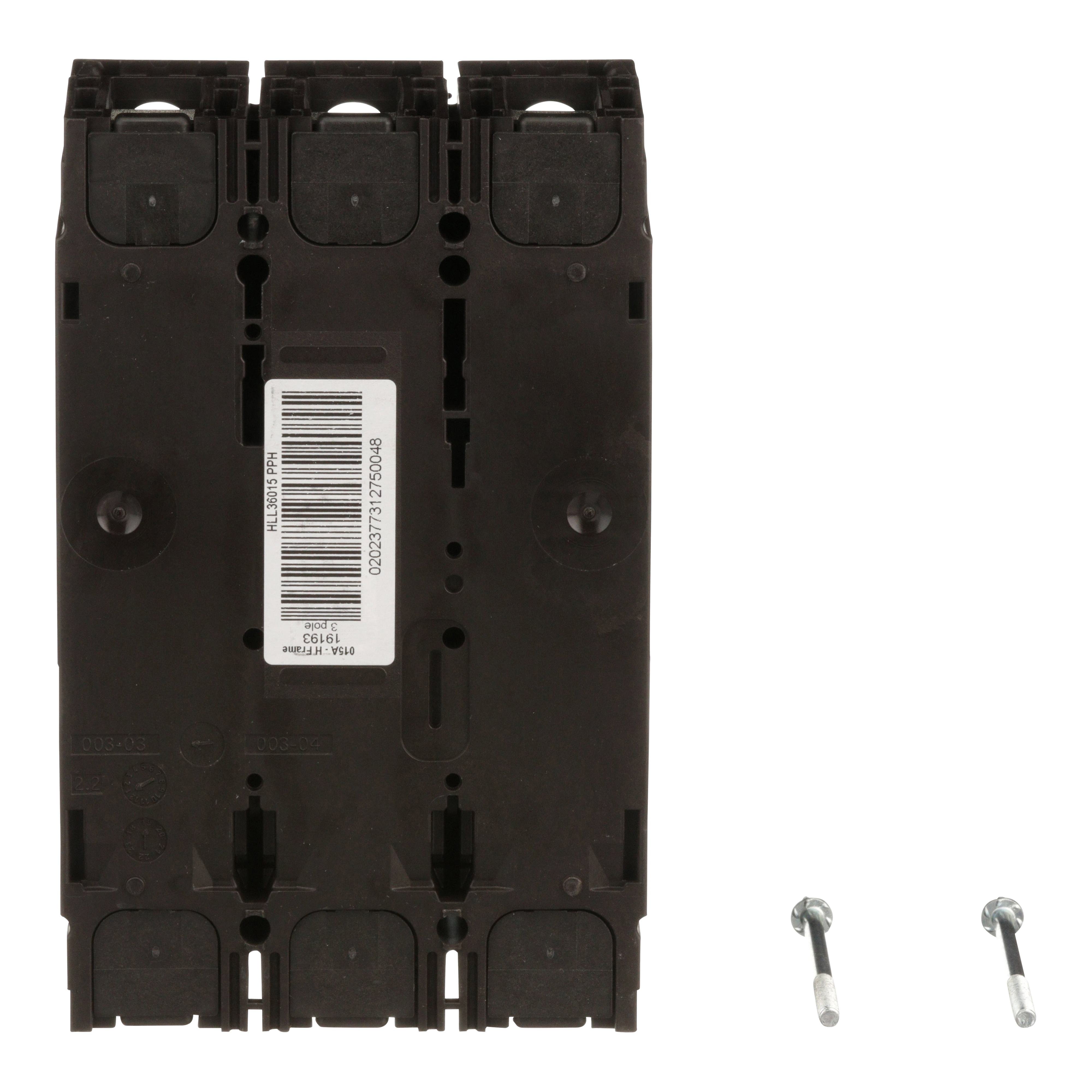 Picture of HLL36015 - Circuit breaker, PowerPacT H, 15A, 3 pole, 600VAC, 50kA, lugs, thermal magnetic, 80%