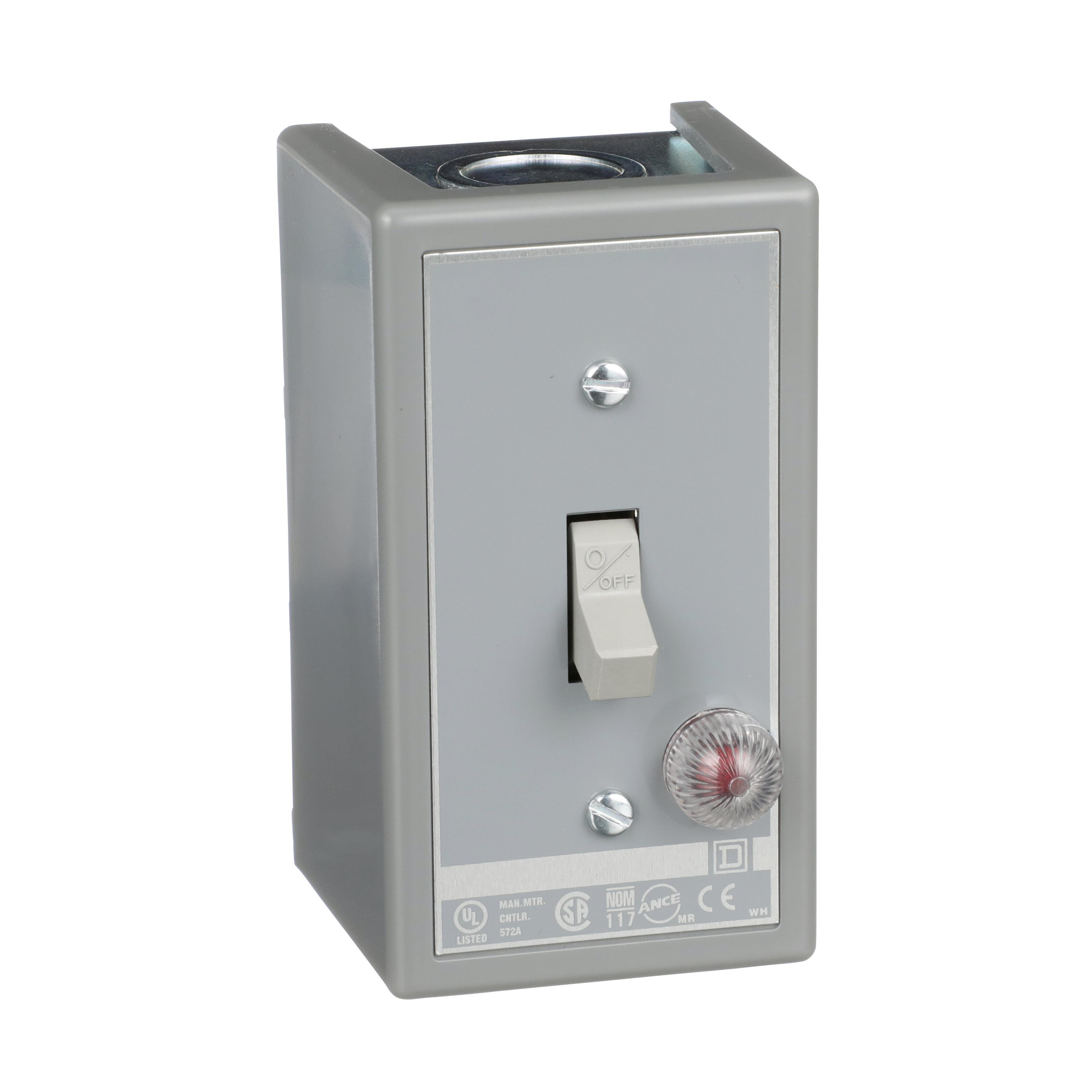 2510KG2C - Switch, manual, 30A, 3 pole, 10 HP at 575 VAC, three phase, toggle operated, red 440/600 VAC indicator, NEMA 1 enclosure