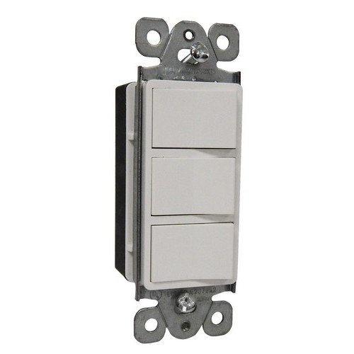 Commercial Grade Decorative Triple Rocker Switch White 15A-120/277V