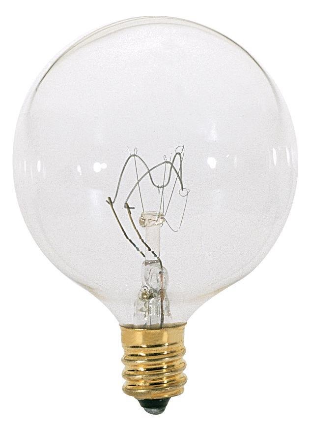 S3821 - 15 Watt G16 1/2 Incandescent - Clear - 1500 Average rated hours - 114 Lumens - Candelabra base - 120 Volt