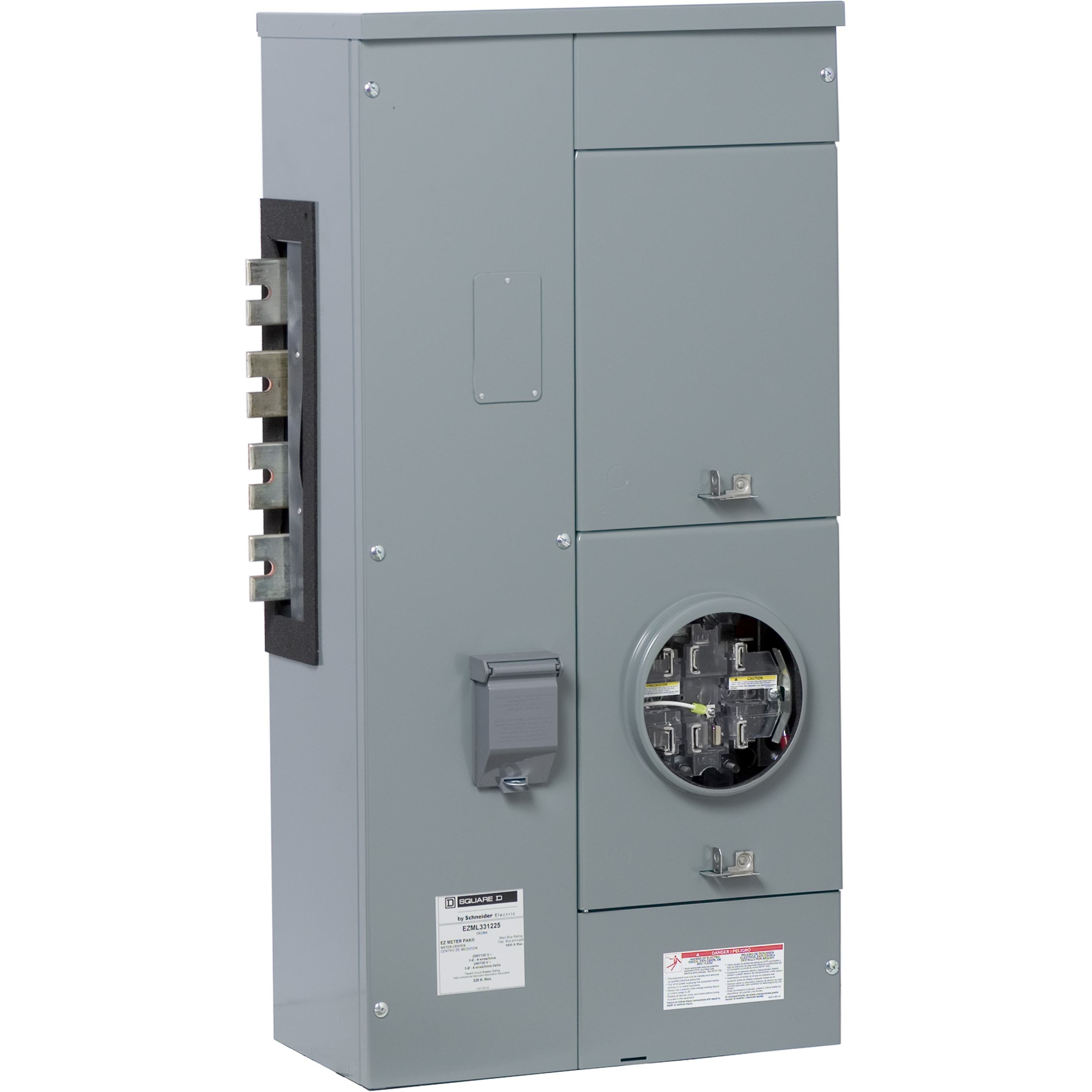 EZML331225CU - Branch unit, EZ Meter-Pak, 225A, 1 x 7 jaw socket, 208Y/120VAC, lever bypass, ringless, 1200A Cu busbar