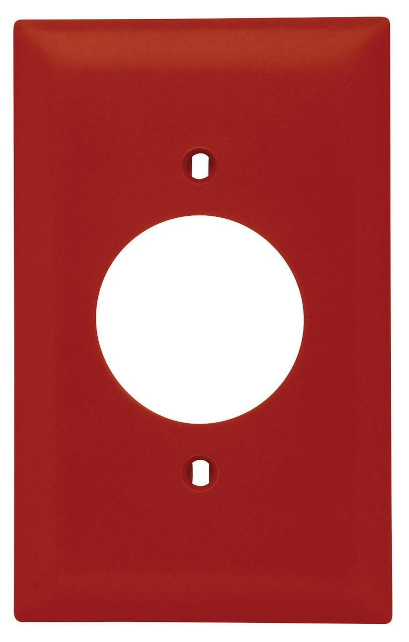 TP720-RED - TradeMaster® 1-Gang Nylon Wall Plate, 1.5938-in Power Outlet Receptacle Opening, 2 Mtg Holes, Red