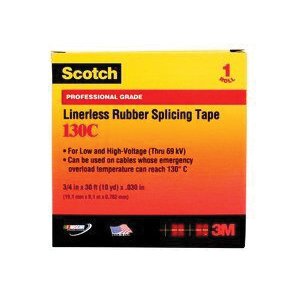 Picture of 130C-2X30FT - Scotch® Linerless Rubber Splicing Tape 130C, 2 in x 30 ft, Black, 12rolls/Case