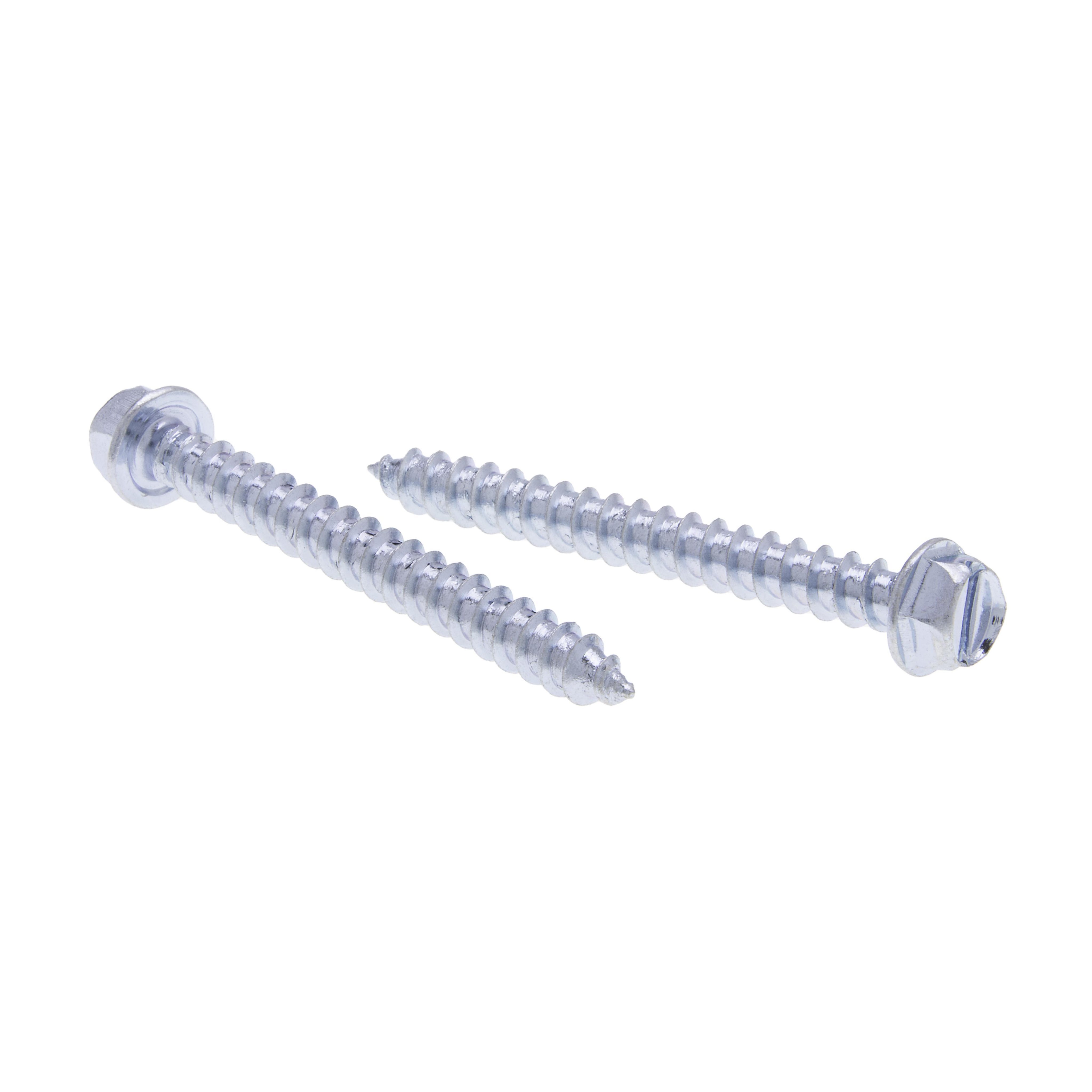 Picture of 12 x 1-1/2 in. 5/16 Indented Hex Head Slotted Sharp Point Tapping Screws - Steel Zinc - 100qty
