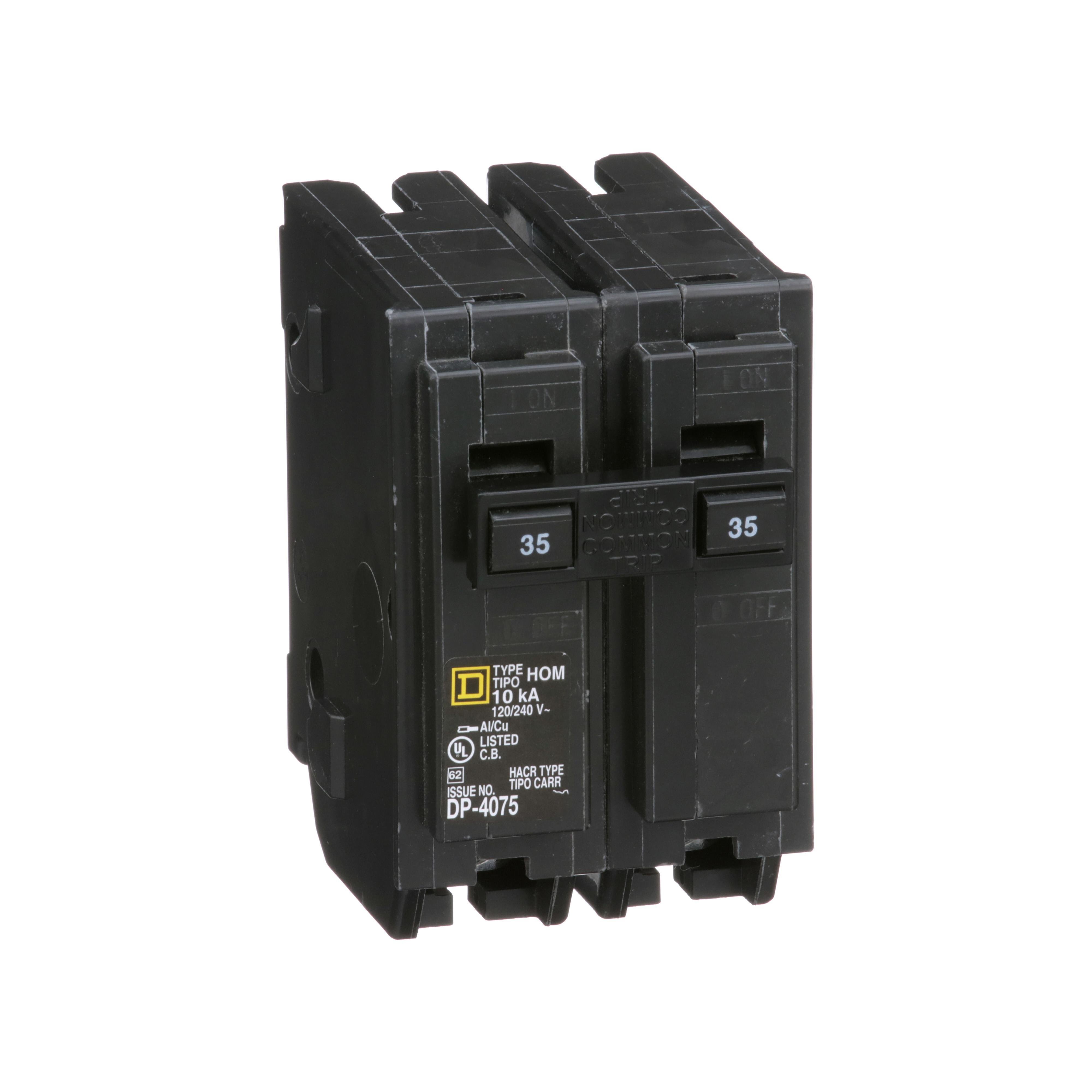 HOM235 - Mini circuit breaker, Homeline, 35A, 2 pole, 120/240VAC, 10kA AIR, standard type, plug in, UL