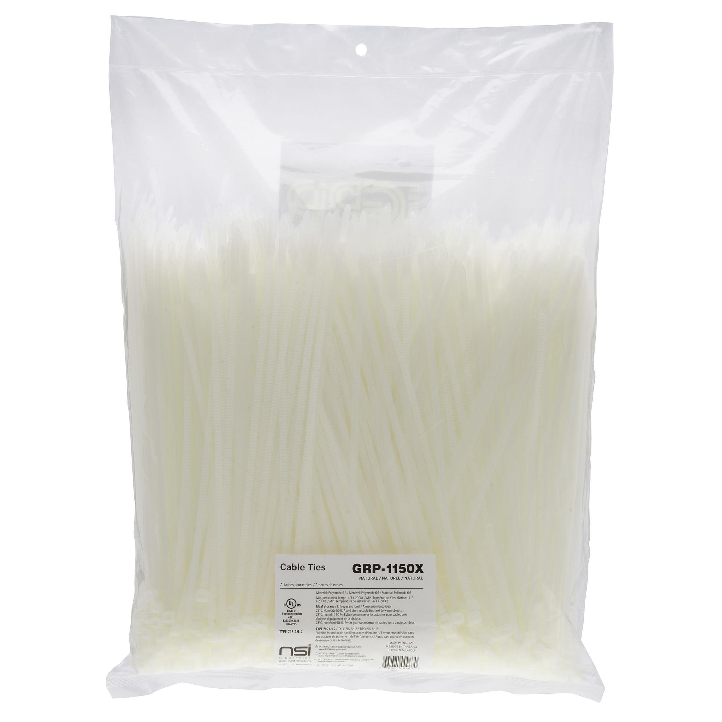 GRP-1150X - 11”, Natural General Purpose 50lb Cable Ties, 1000 Bulk Pack