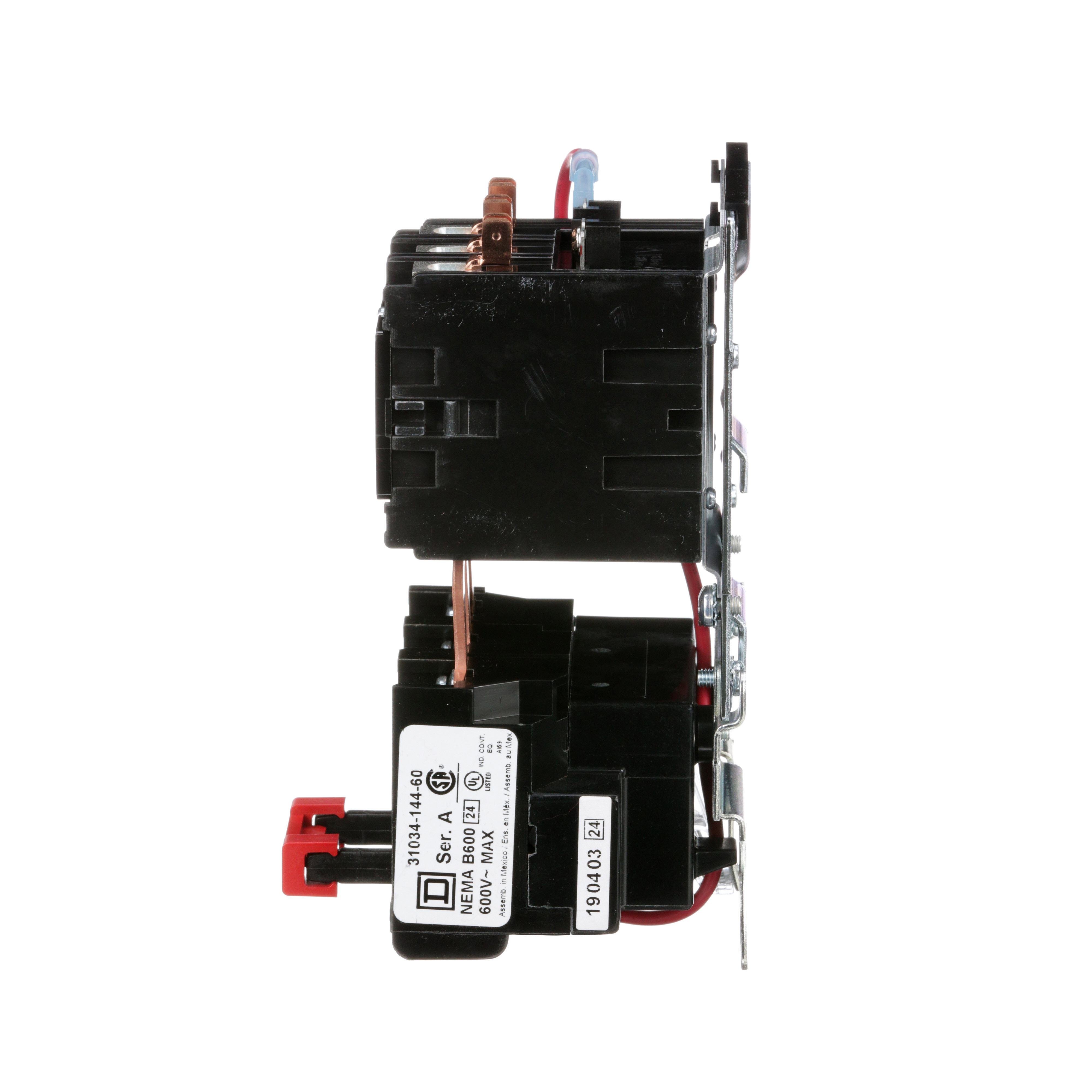 Picture of 8911DPSO43V09 - NEMA starter, Definite Purpose, 40A, 25HP at 600VAC, 3 phase, 3 pole, melting alloy, 208V to 240VAC coil, open