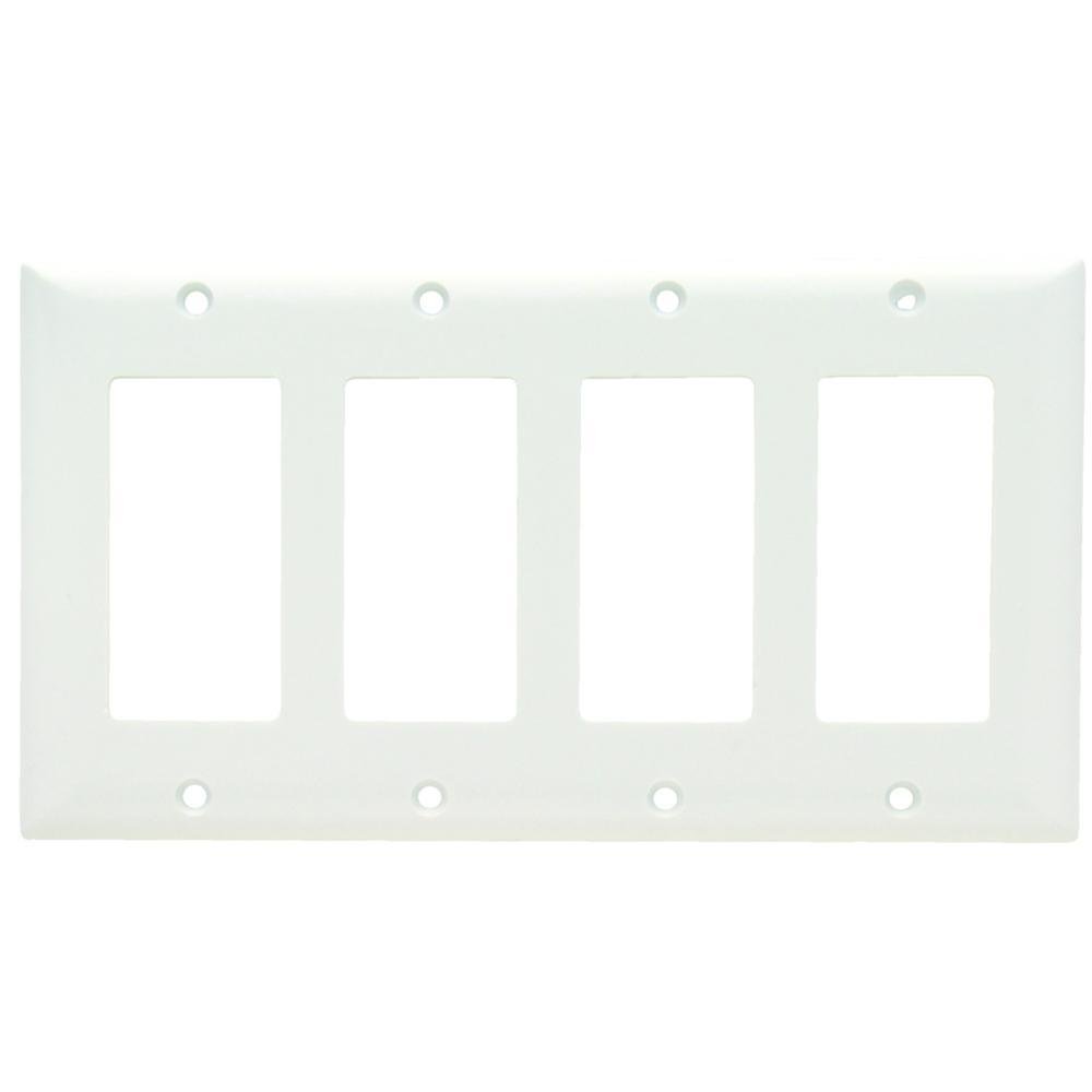SP264-W - 4-Gang Thermoset Wall Plate, 4 Decorator Openings, White