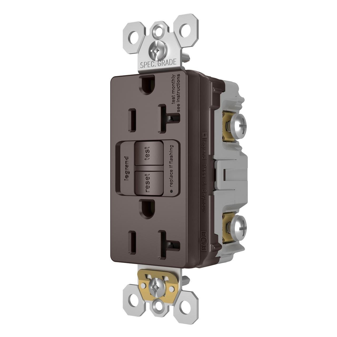 Picture of 2097 - radiant® 20A Duplex Self-Test GFCI Receptacles with SafeLock® Protection, Brown