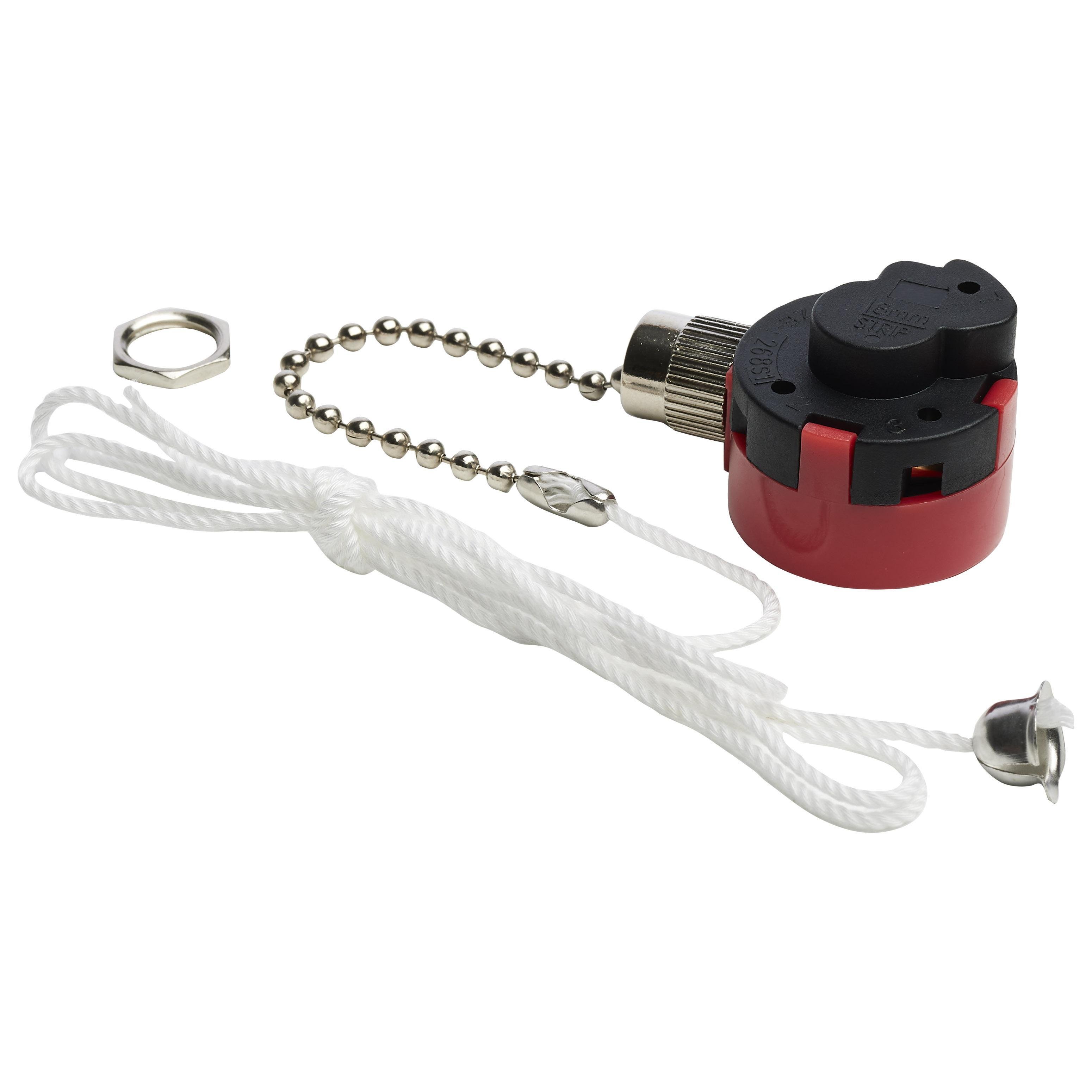 80/1983 - 3 Speed Ceiling Fan Switch, 4 Wire Quick Connect, 2 Circuit w/Metal Chain, White Cord & Bell - Rated: 6A-125V, 3A-250V