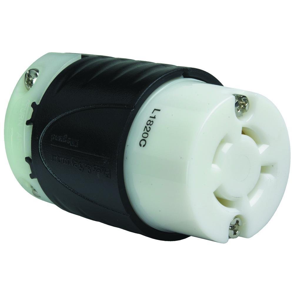 L1820-C - 20A NEMA Connector L1820 - Black Back, White Front Body
