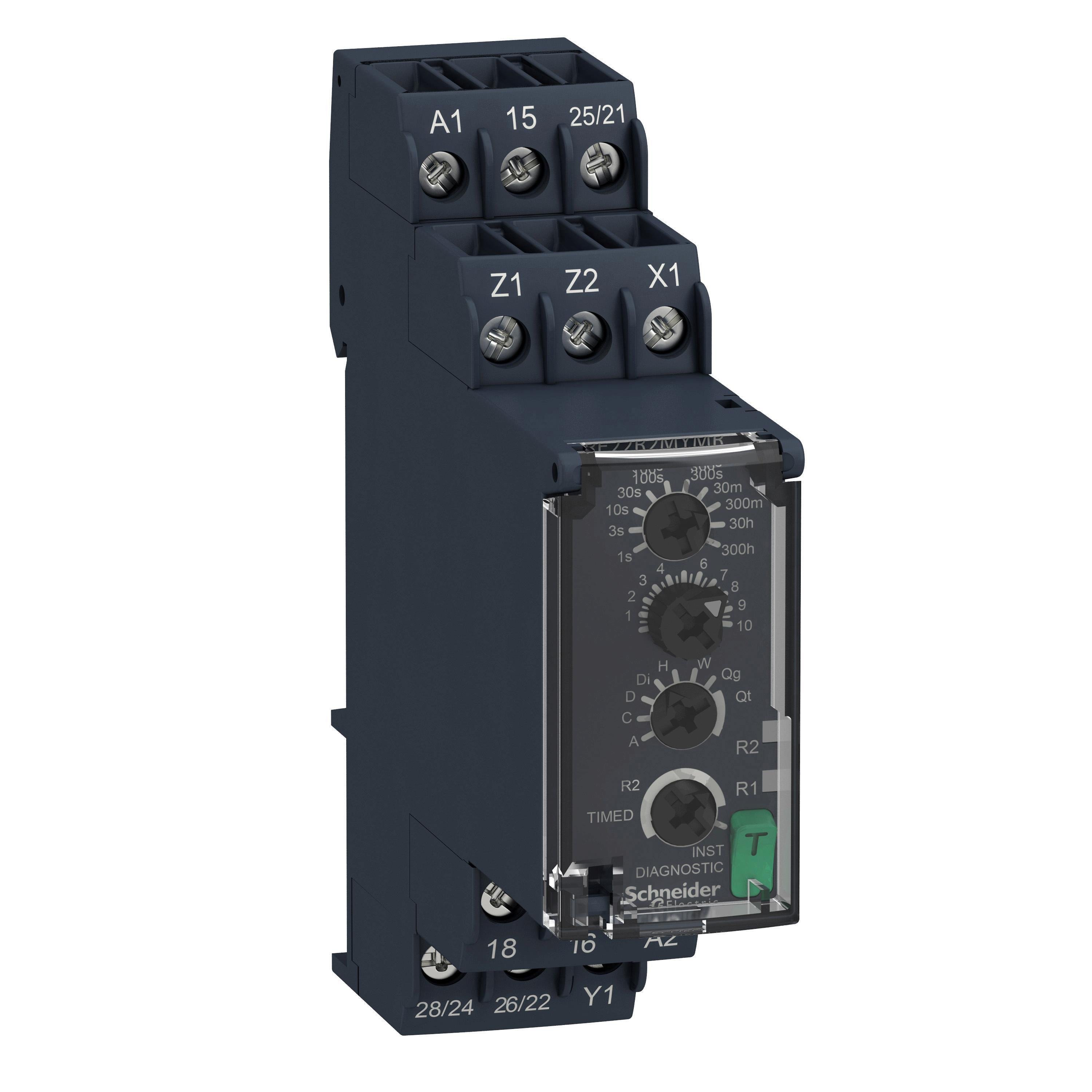 RE22R2MYMR - multifunction relay, Harmony Timer Relays, 8A, 2CO, 0.05sâ€¦300h, screw connectors, 24...240V AC DC