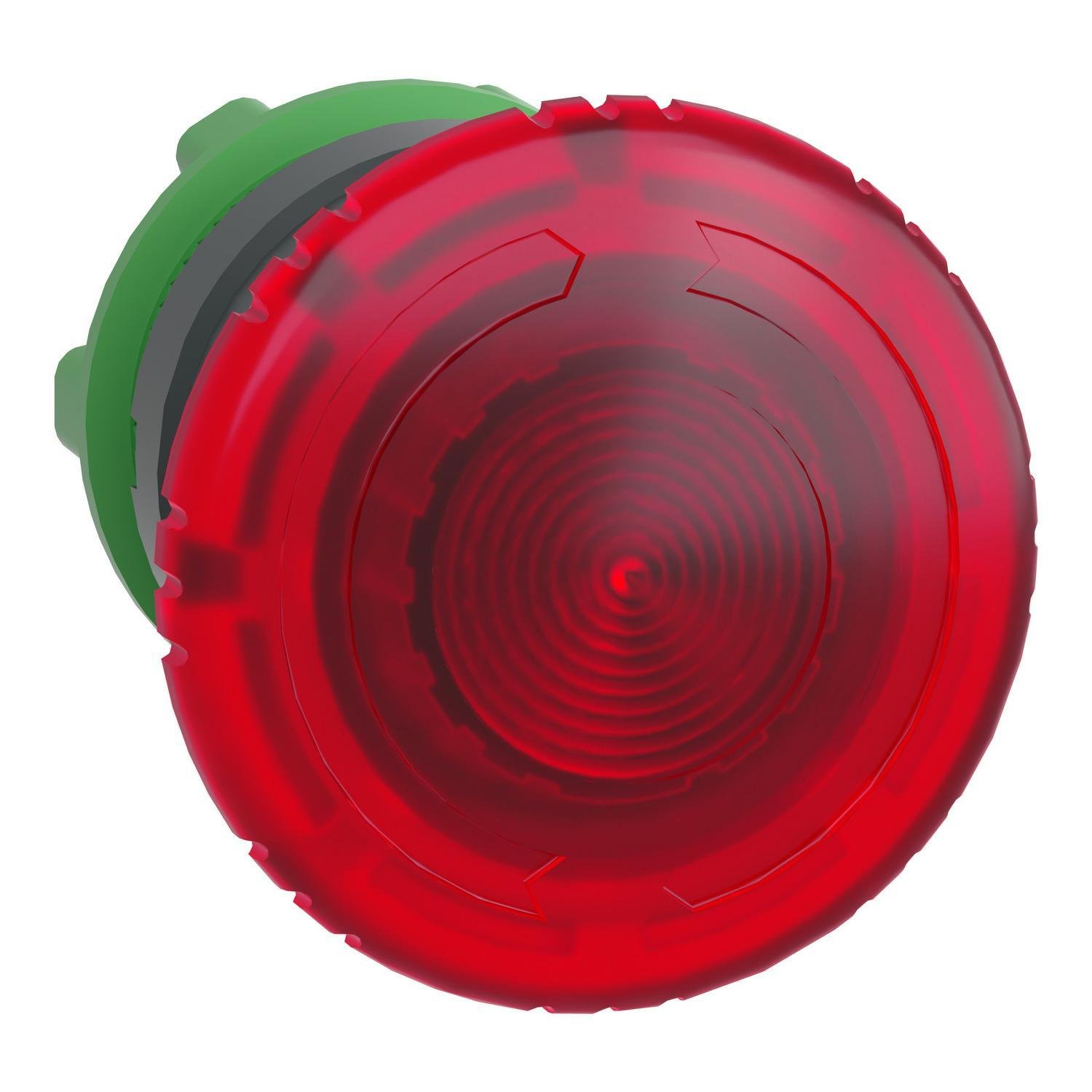 Picture of ZB5AW743 - Head for illuminated emergency switching off push button, Harmony XB5, plastic, red mushroom 40mm, 22mm, universal LED, turn to release