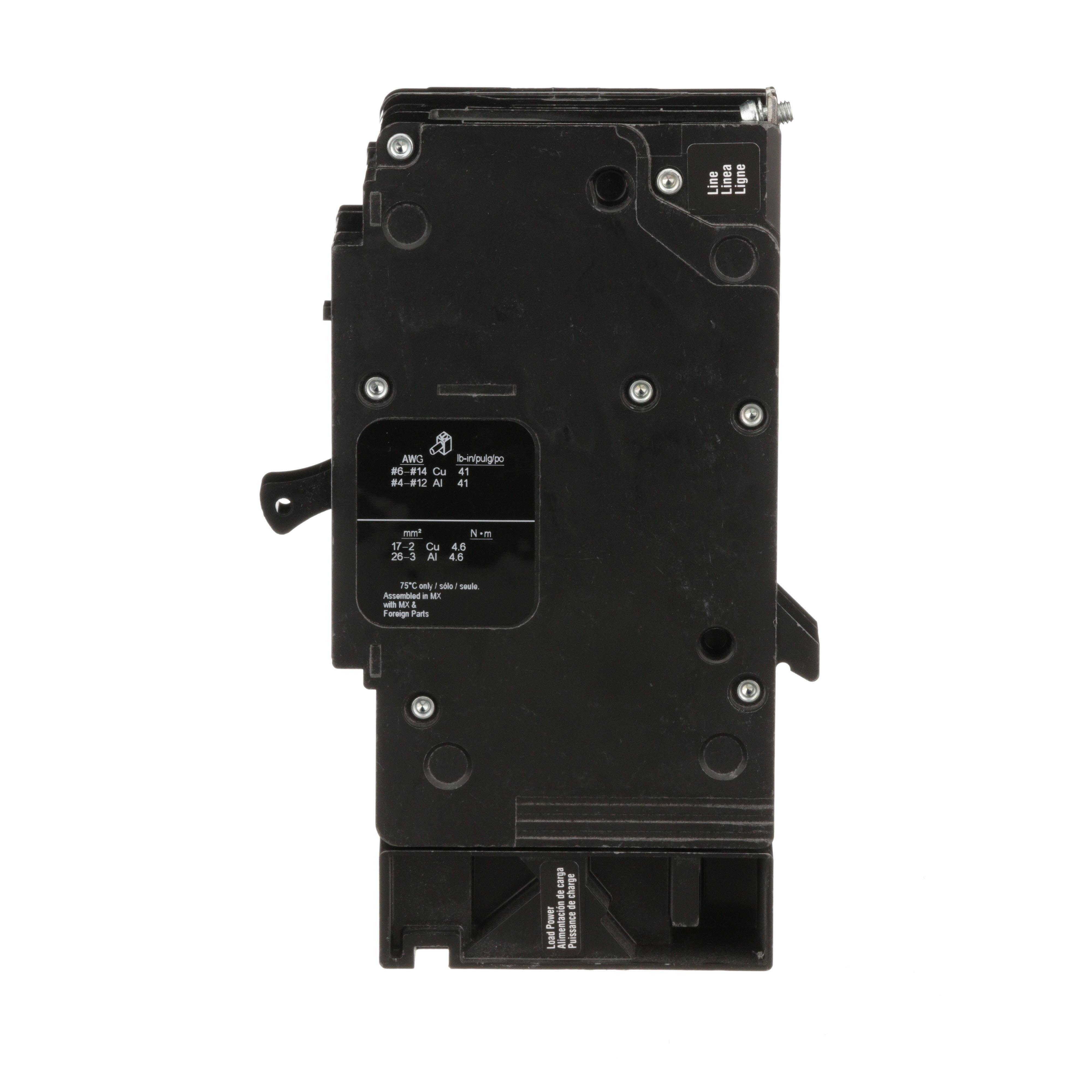 Picture of EDB14050EPD - Mini circuit breaker, E-Frame, 50A, 1 pole, 277VAC, 25kA max, bolt on, 30mA ground fault protection [TAA]