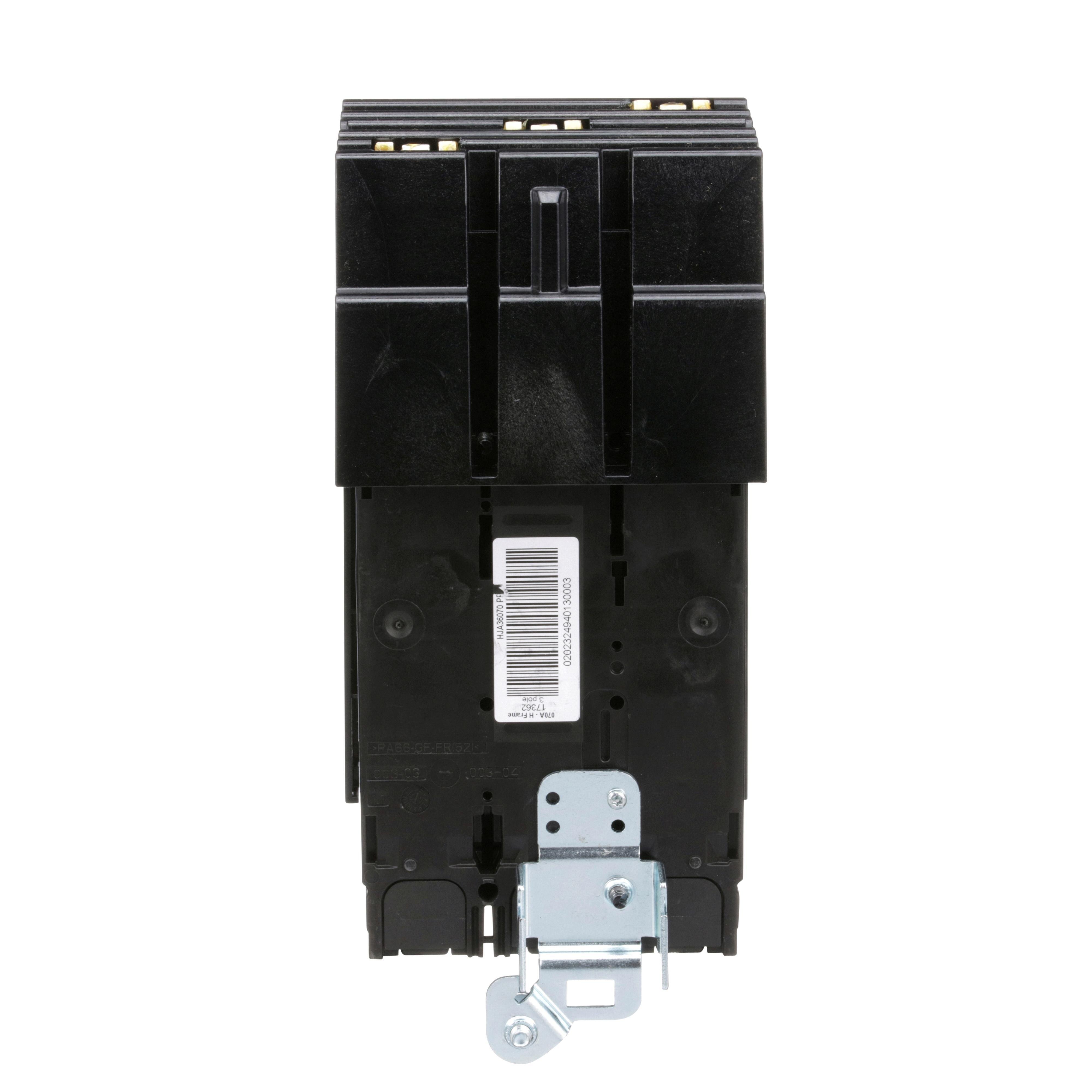 Picture of HJA36070 - Circuit breaker, PowerPacT H, 70A, 3 pole, 600VAC, 25kA, I-Line, thermal magnetic, 80%, ABC