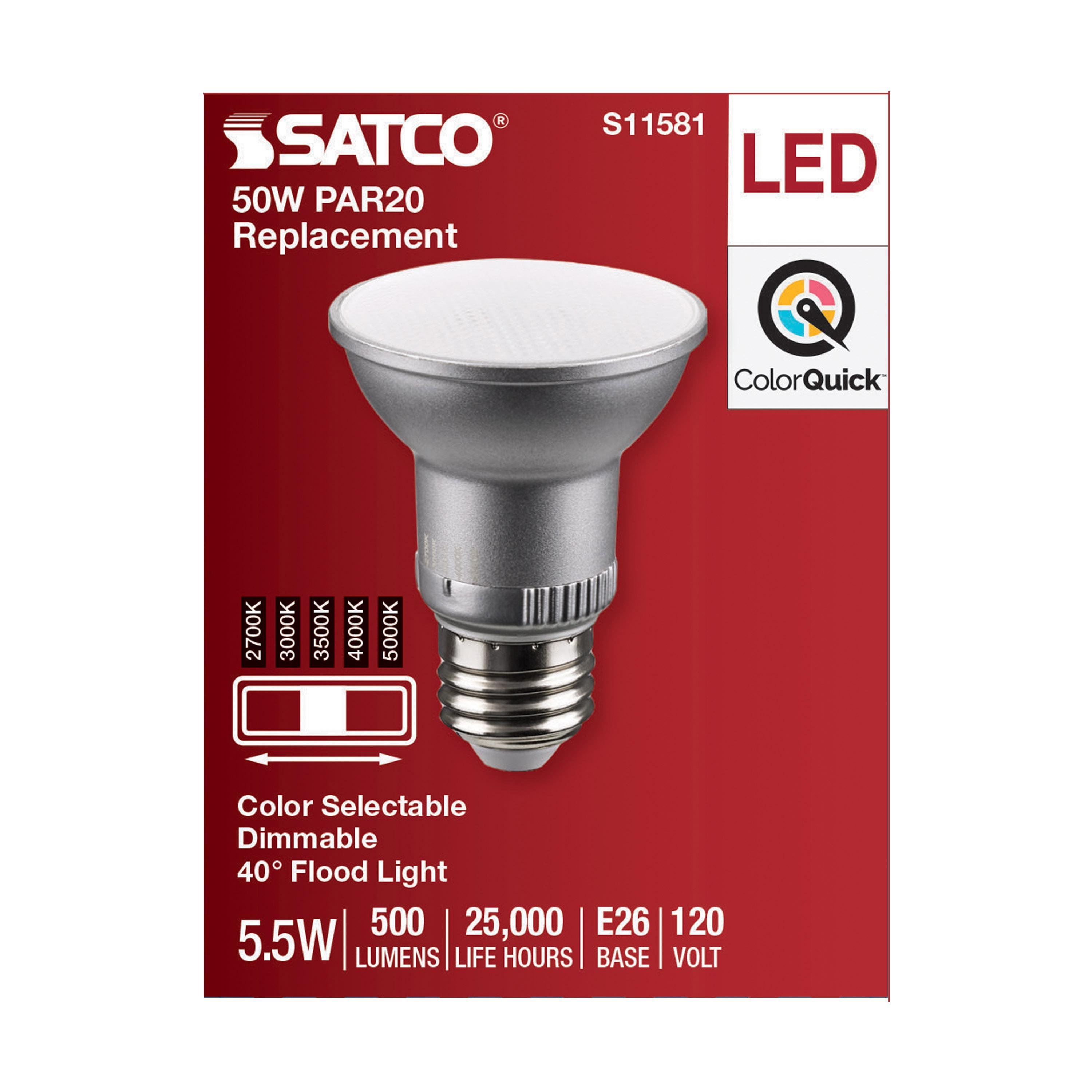 Picture of S11581 - 5.5 Watt PAR20 LED - Medium Base - Silver Finish - CCT Selectable - 120 Volt - 40 Degree Beam Angle
