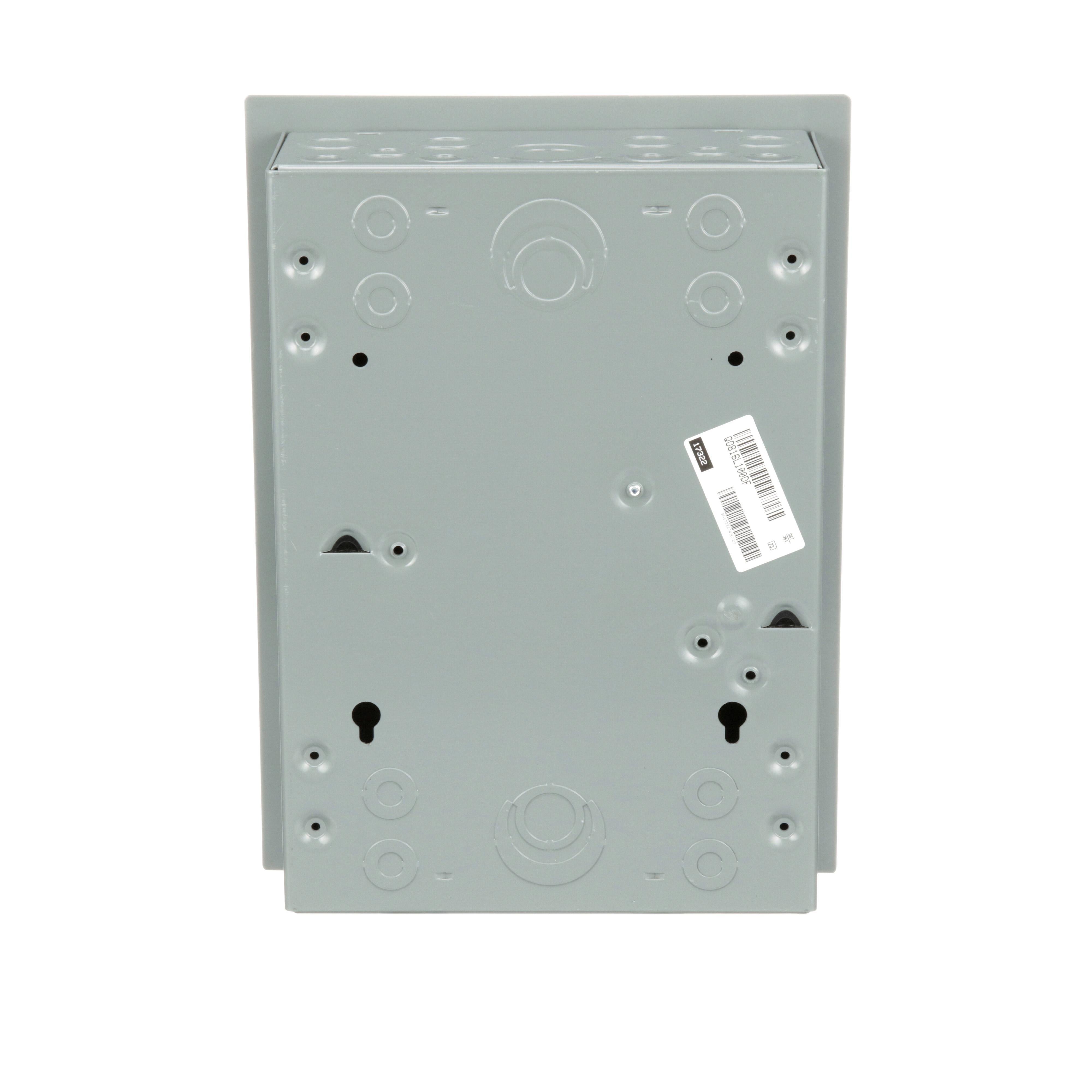 Picture of QO816L100DF - Load center, QO, 1 phase, 8 spaces, 16 circuits, 100A fixed main lugs, NEMA1, door flush cover