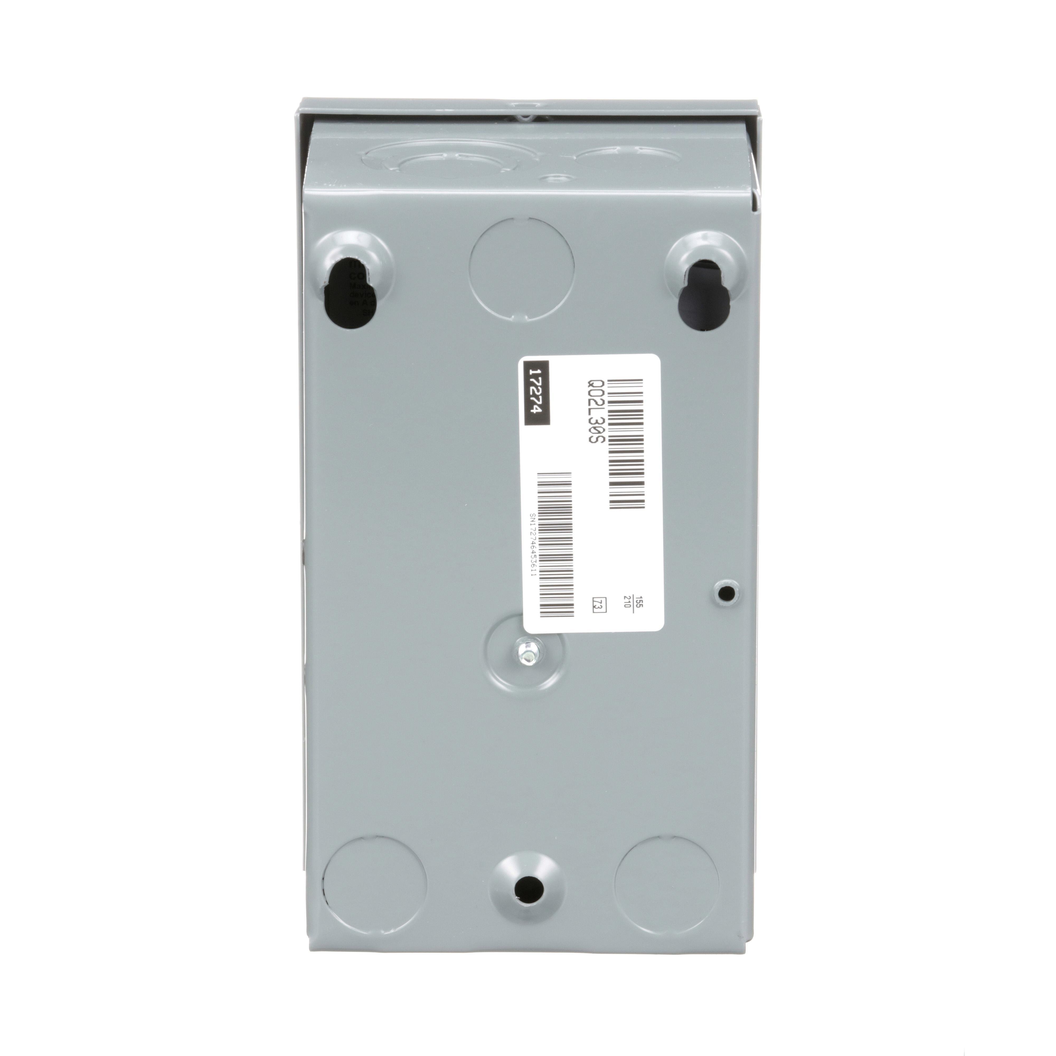 Picture of QO2L30S - Load center, QO, 1 phase, 2 spaces, 2 circuits, 30A fixed main lugs, NEMA1, surface cover