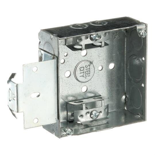 Picture of 52151 MS X - 4" Square 1/2"& 3/4"E Knockout Steel 21Cu Bracket Box