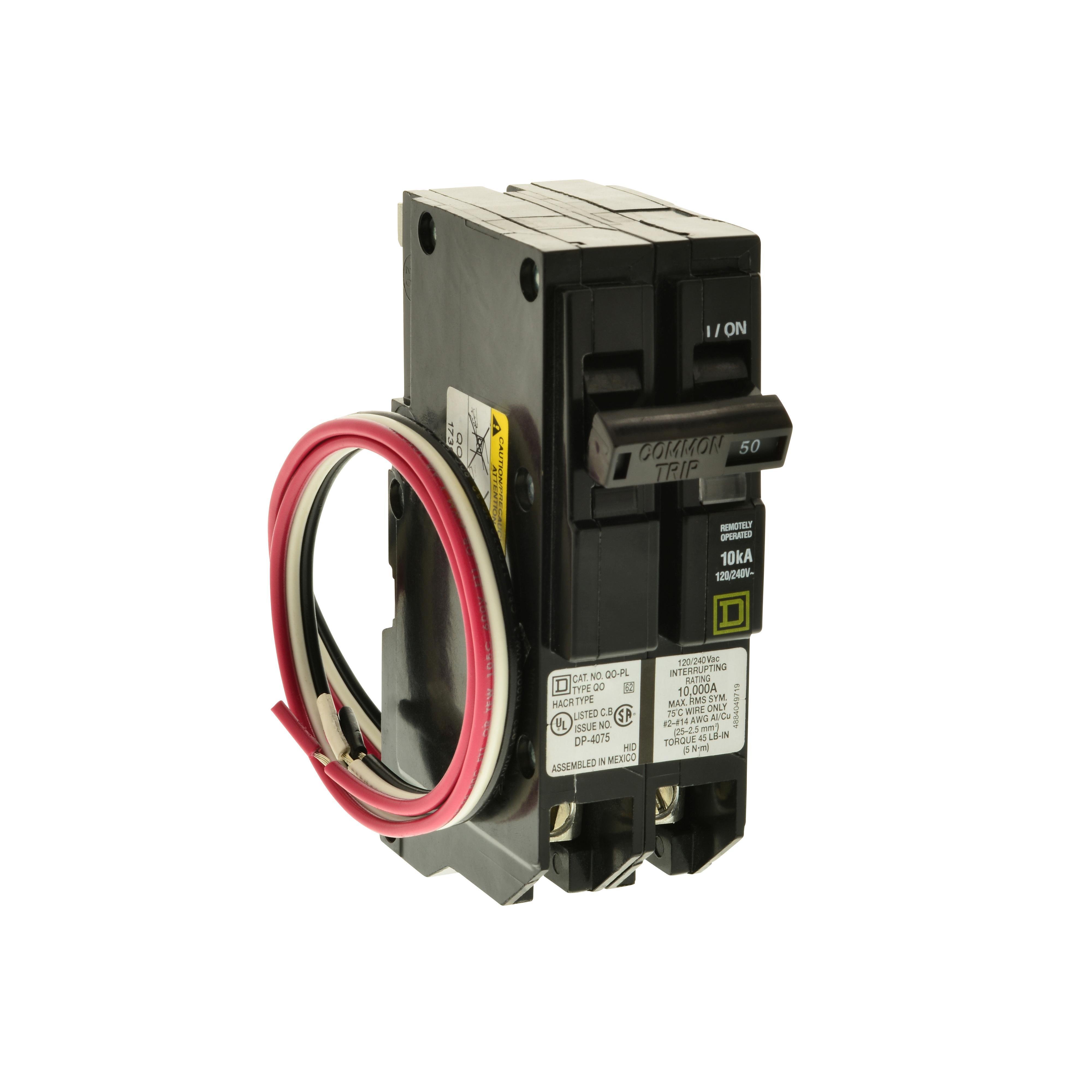 QO250PL - Mini circuit breaker, QO, 50A, 2 pole, 120/240VAC, 10kA, plug in, Powerlink
