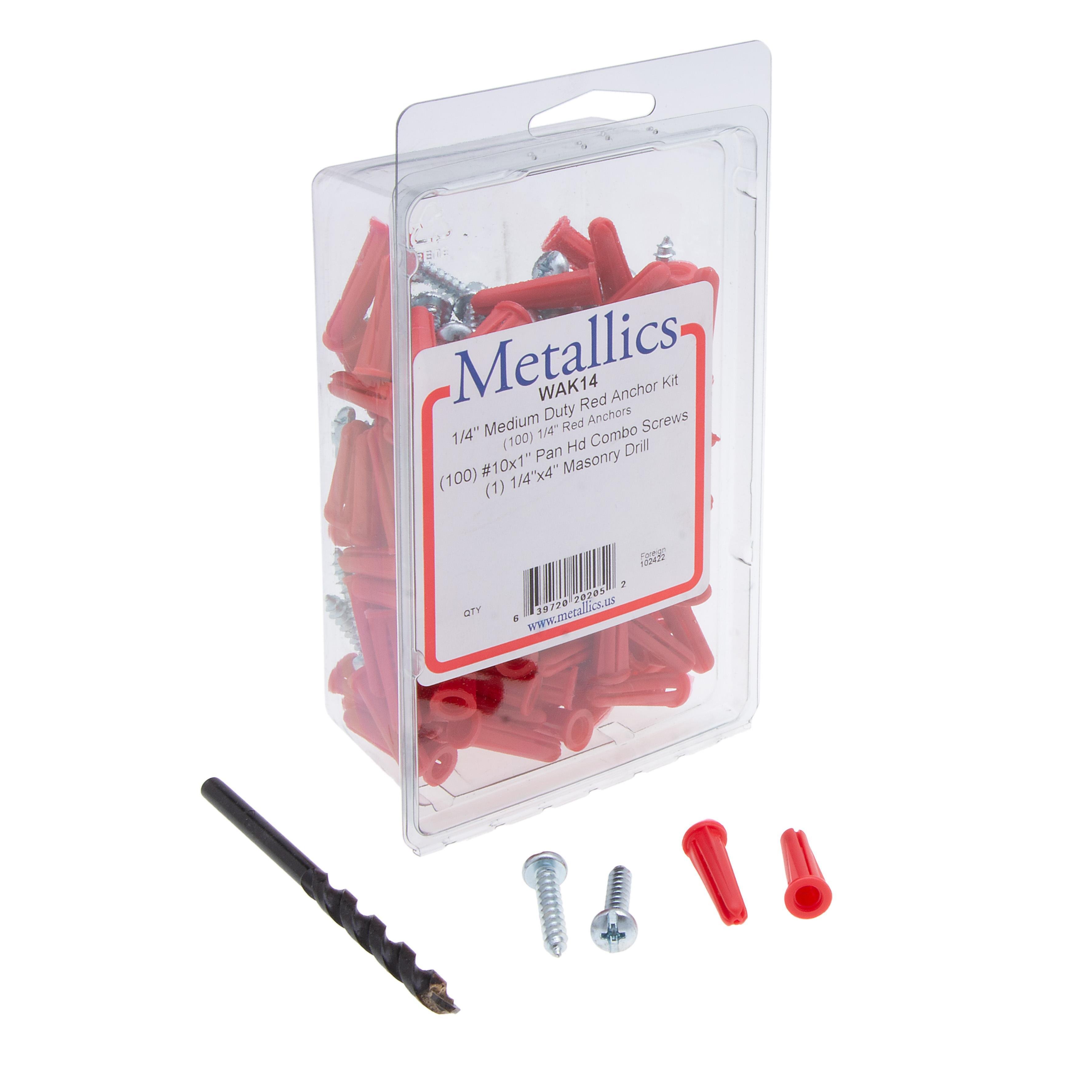 WAK14 - Anchors 1/4 Red Plas Wall Ancr Kit, 10 (Clam 200)