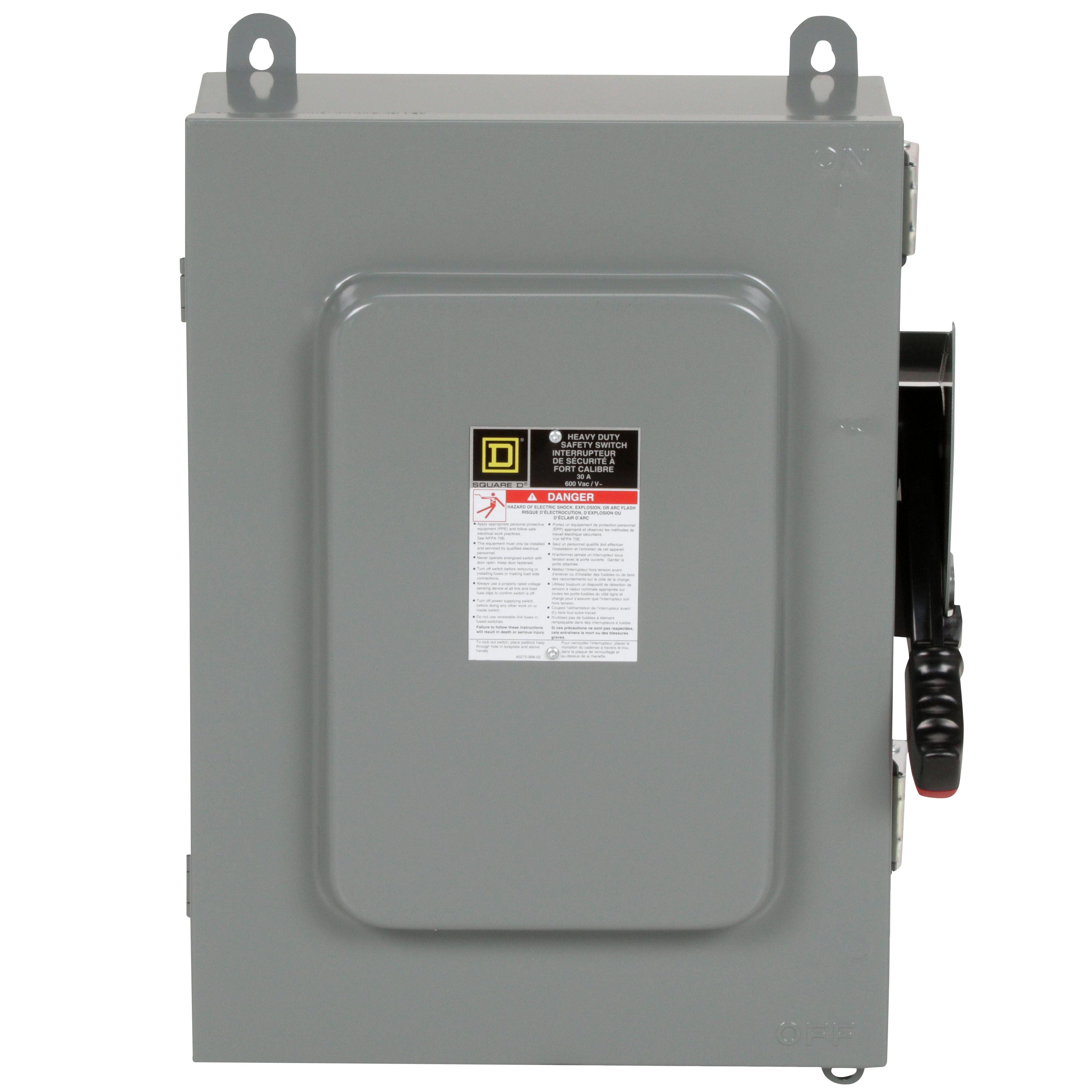 HU661AWK - Safety switch, heavy duty, non fusible, 30A, 6 pole, 30hp, 600VAC/DC, NEMA 12