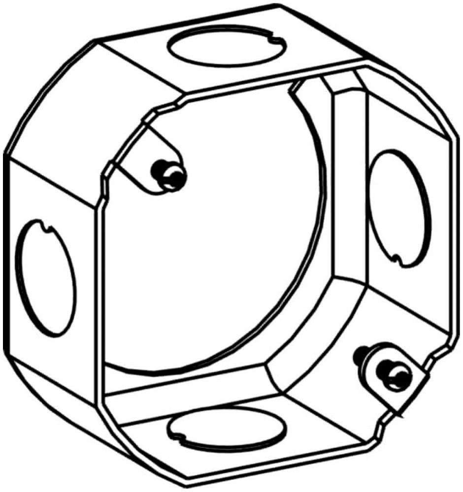 3RB-50-EXT - 1-1/2" DEEP, 3-1/2" OCTAGON (3O) EXTENSION RING DRAWN WITH 1/2" KO