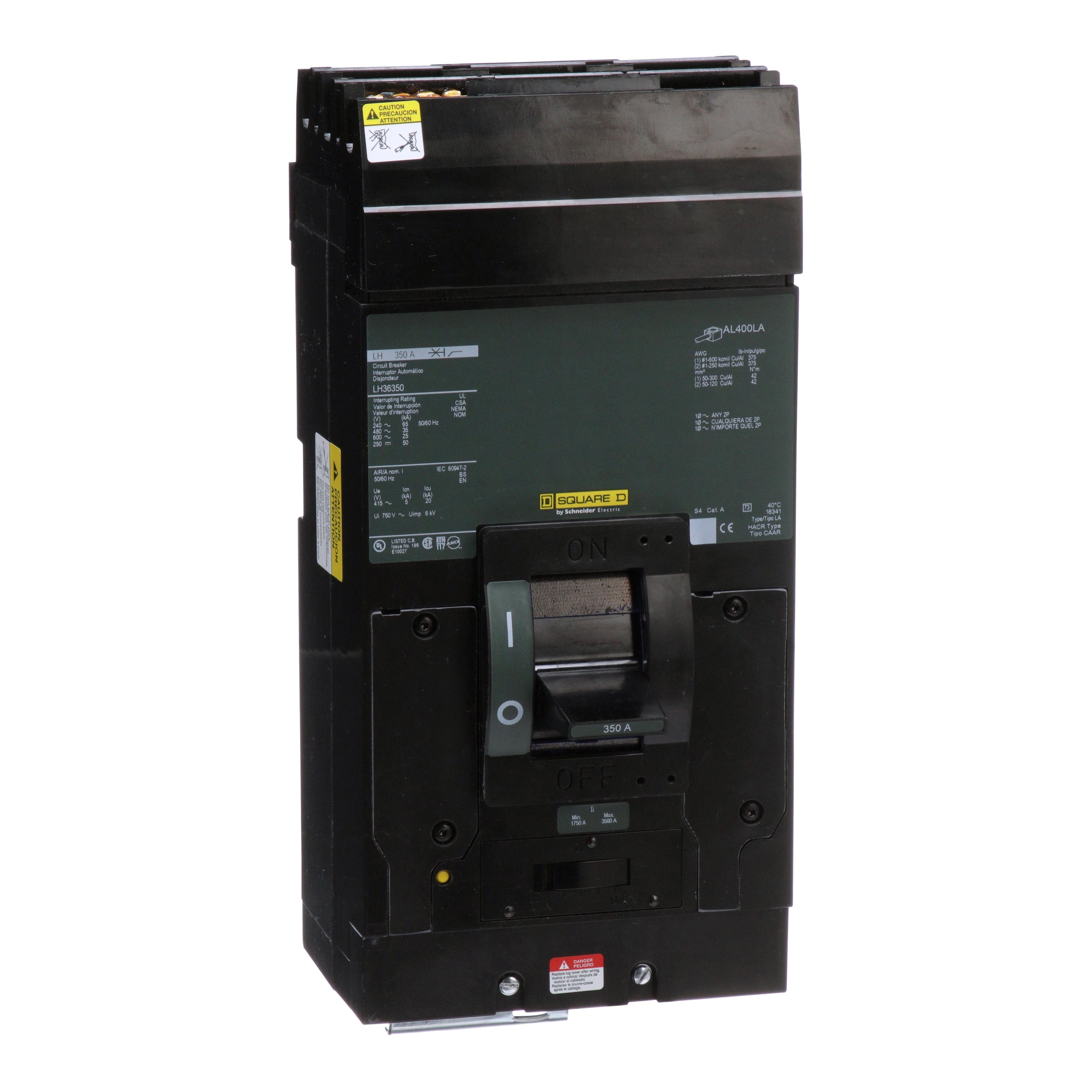 Picture of LH36350 - Circuit breaker, LH, I-Line mount, 350A, 3 pole, 25kA, 600VAC, thermal magnetic