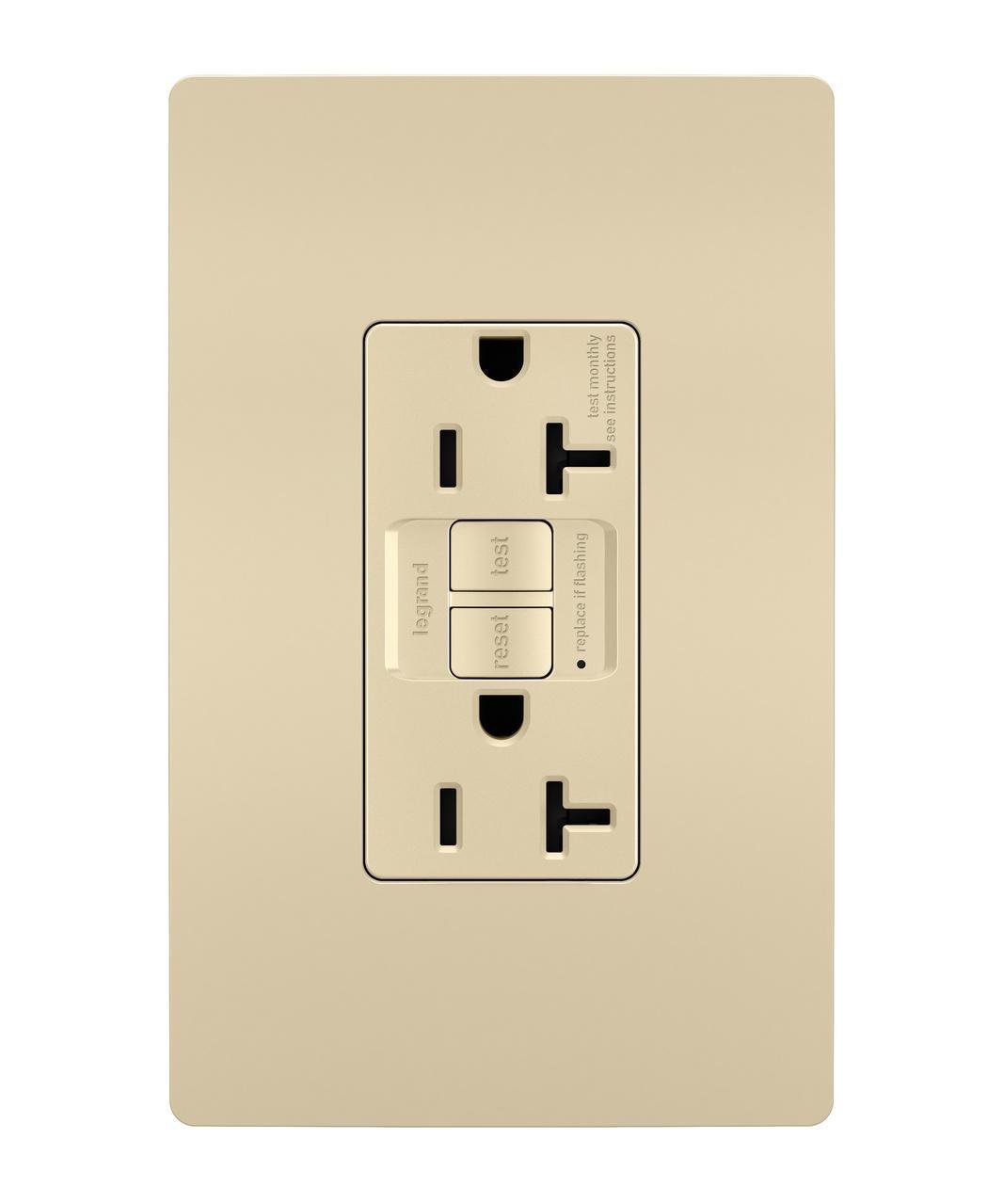 Picture of 2097-I - radiant® 20A Duplex Self-Test GFCI Receptacles with SafeLock® Protection, Ivory
