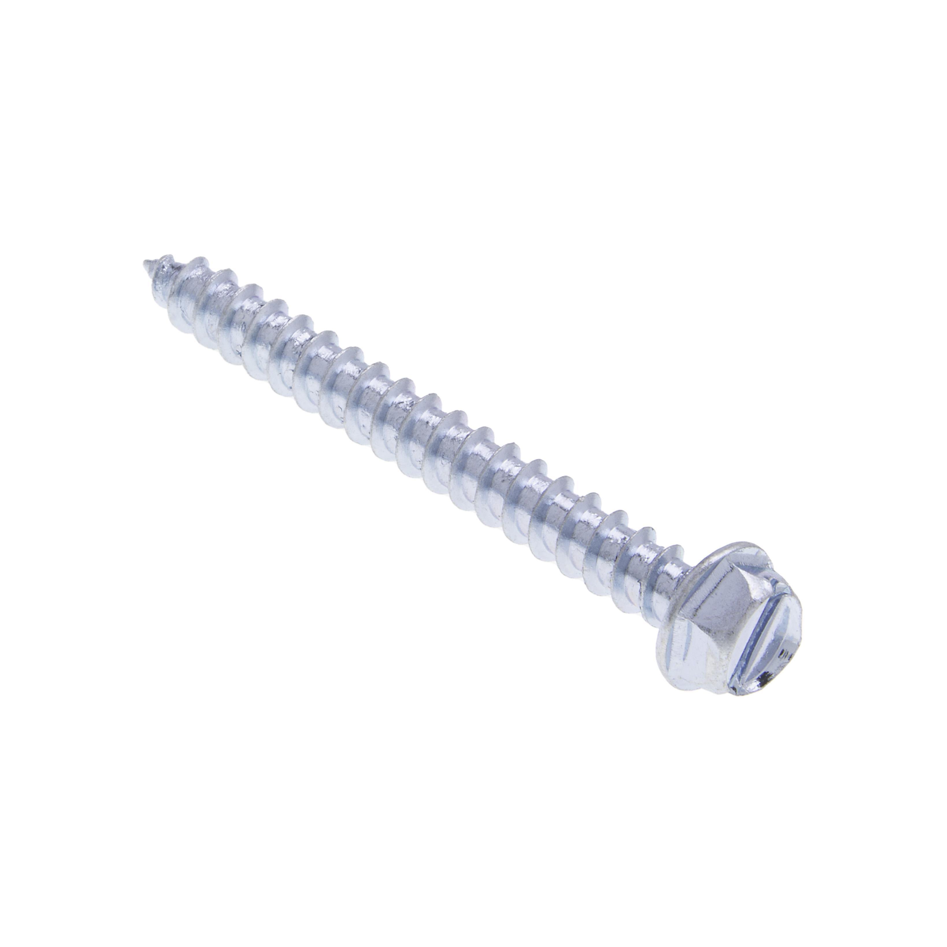 Picture of 12 x 1-1/2 in. 5/16 Indented Hex Head Slotted Sharp Point Tapping Screws - Steel Zinc - 100qty
