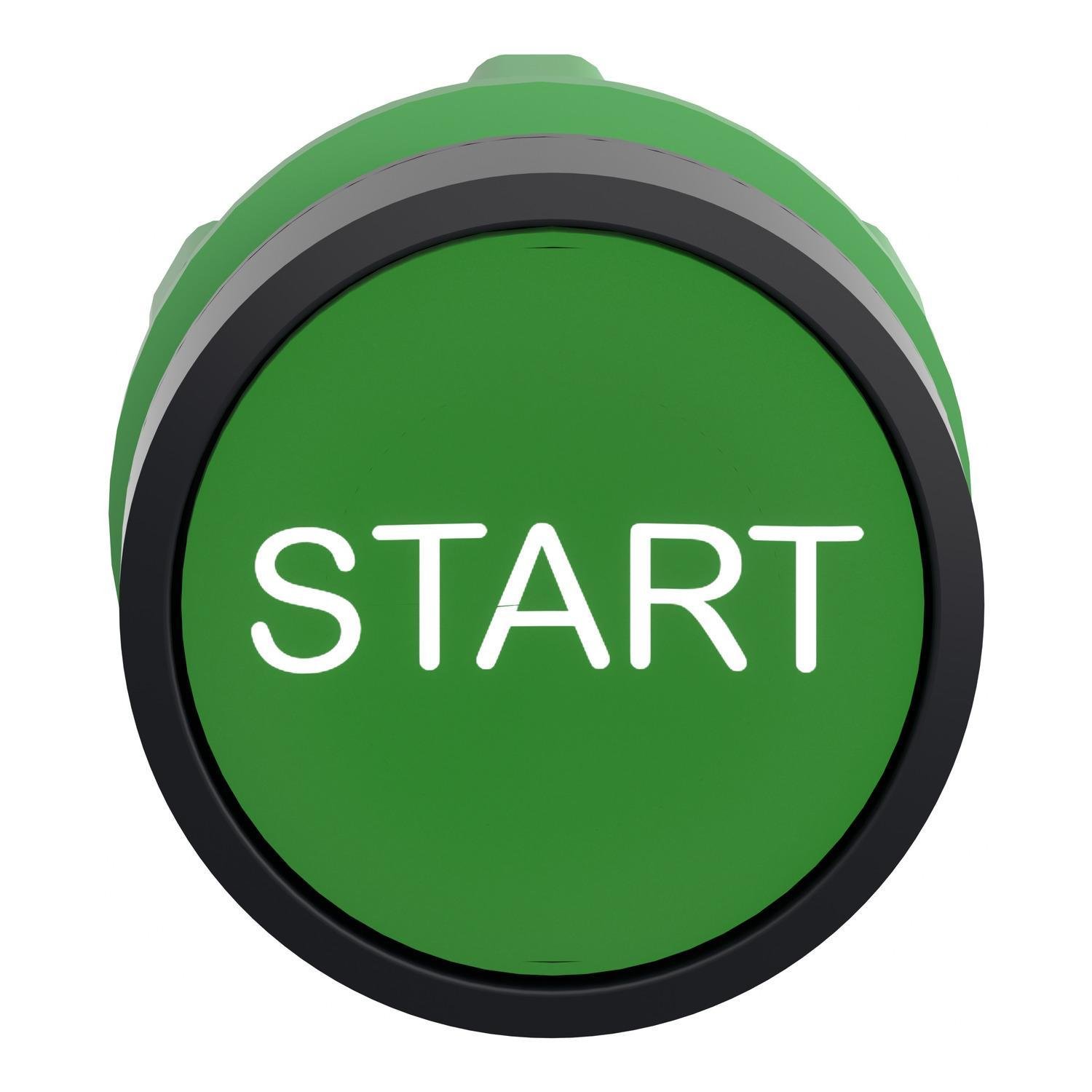 ZB5AA333 - Head for non illuminated push button, Harmony XB5, plastic, flush, green, 22mm, spring return, marked START